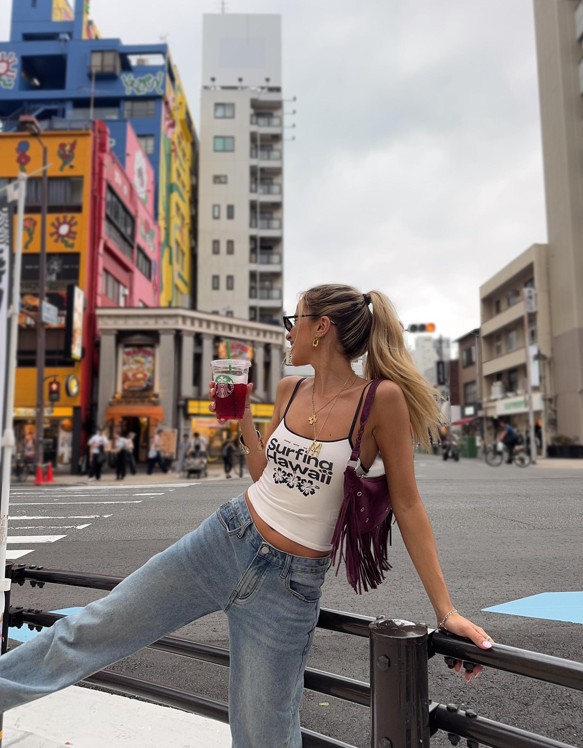 Printed top with straps Product Image