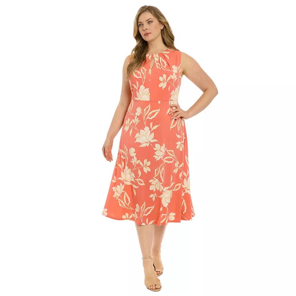 Plus Size London Times Keyhole Midi Dress, Women's, Size: 22 W, Pink Product Image