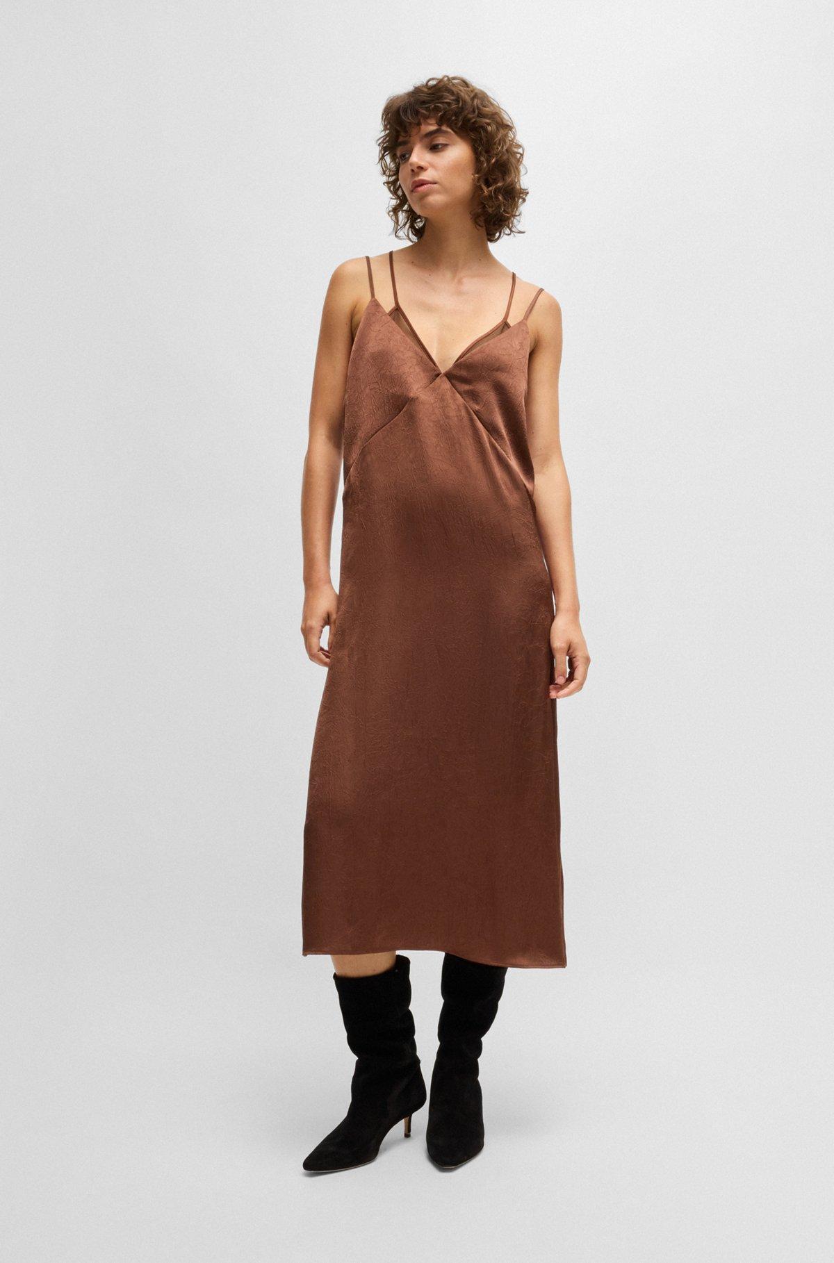 Strappy dress in crinkle satin Product Image