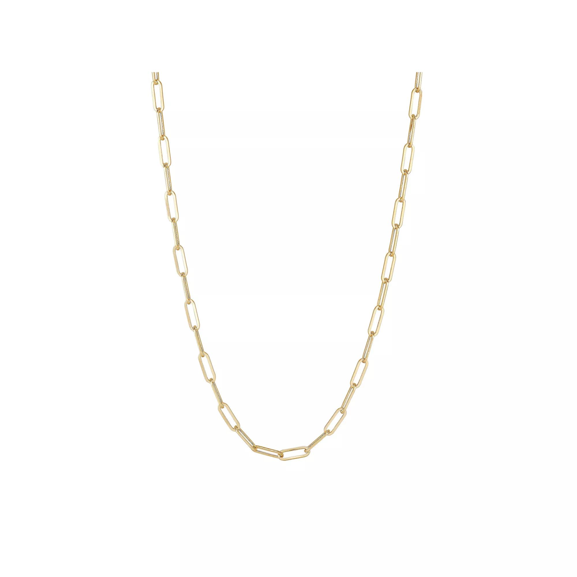 Everlasting Gold 10k Gold 2.4 mm Paperclip Chain Necklace, Womens Product Image
