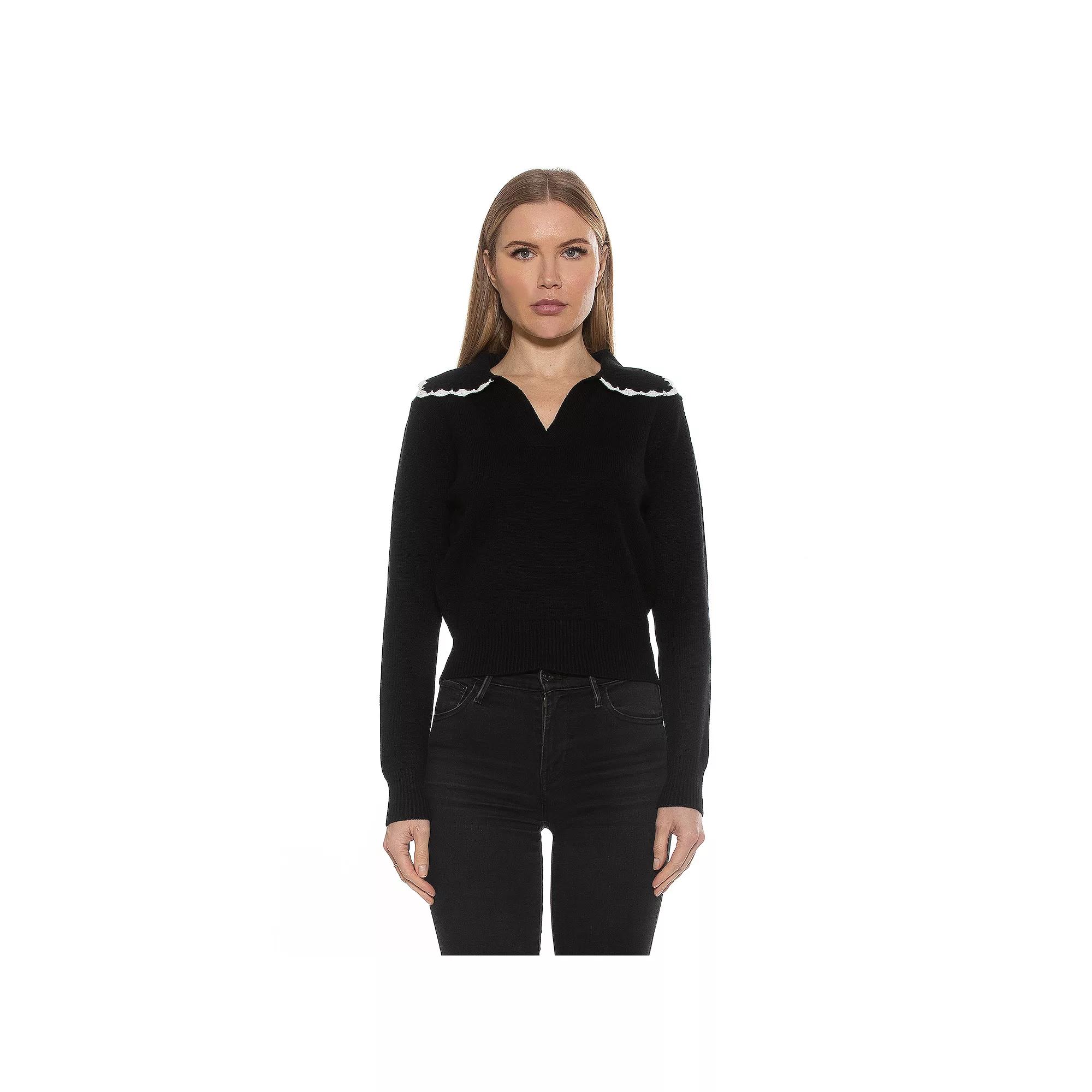 Women's ALEXIA ADMOR Jackie Knitted Sweater Top with Collar Detail,  Product Image