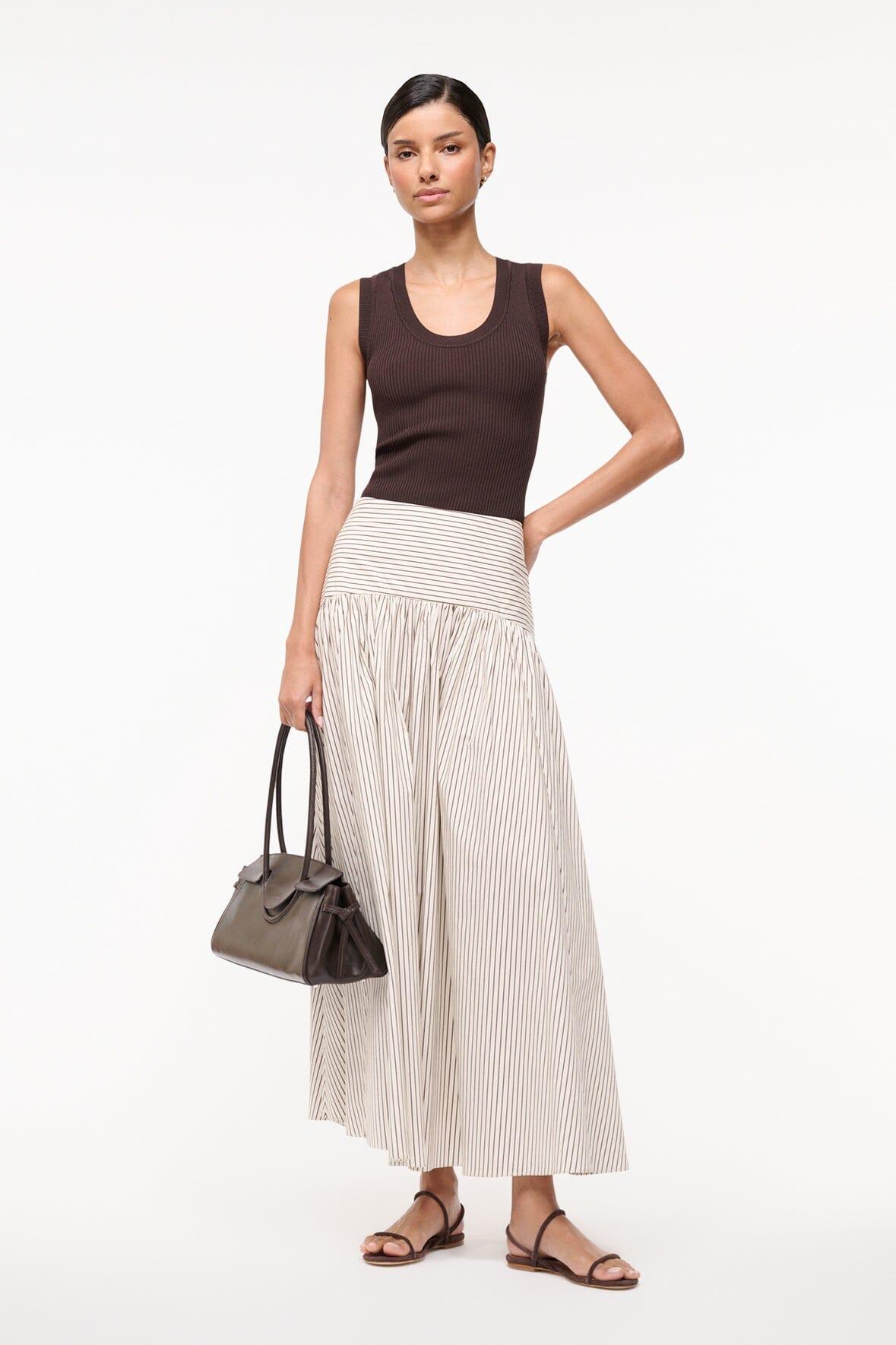 PROCIDA SKIRT | IVORY DARK OAK MICRO STRIPE Product Image
