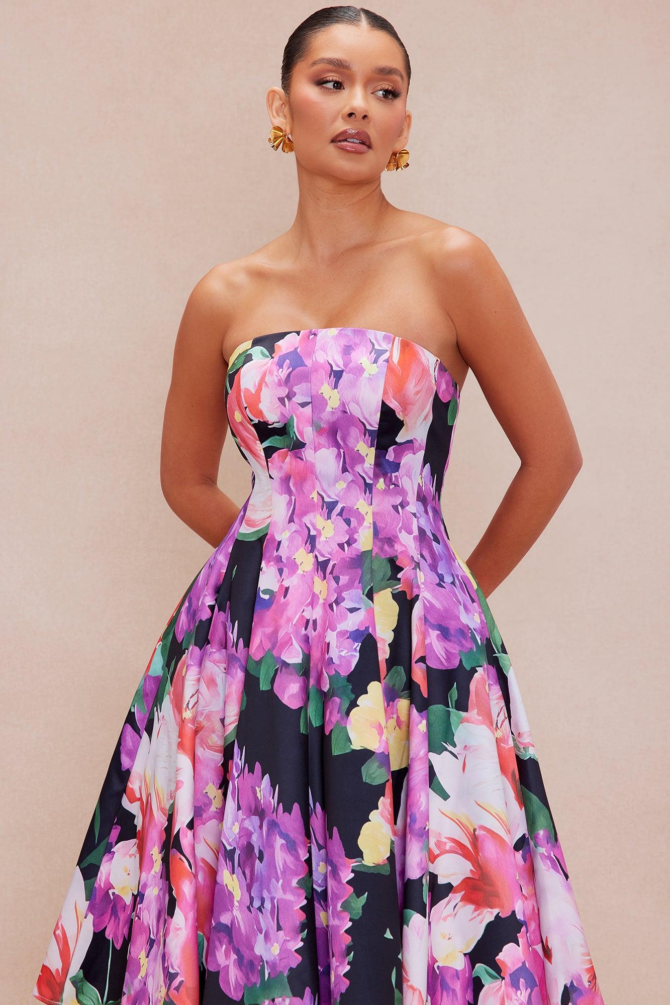 Hattie Floral Midi Dress - Pink/combo Product Image