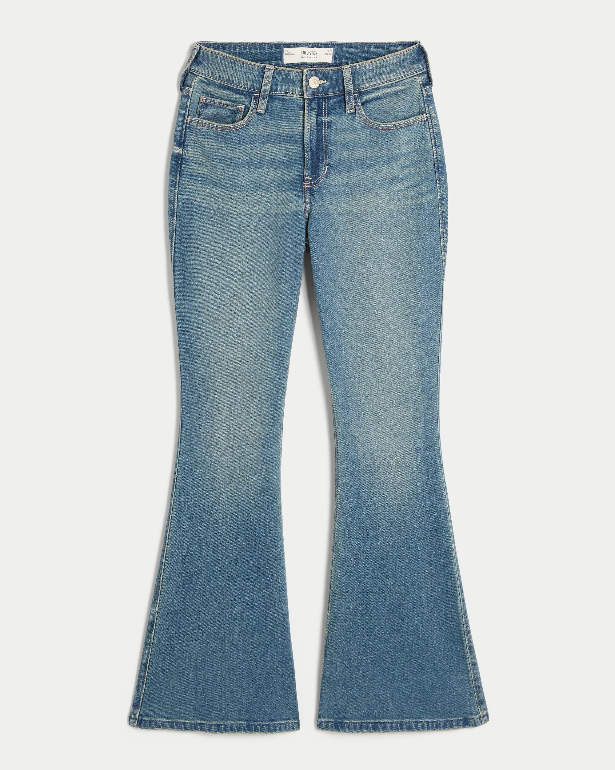 High-Rise Medium Wash Flare Jeans Product Image