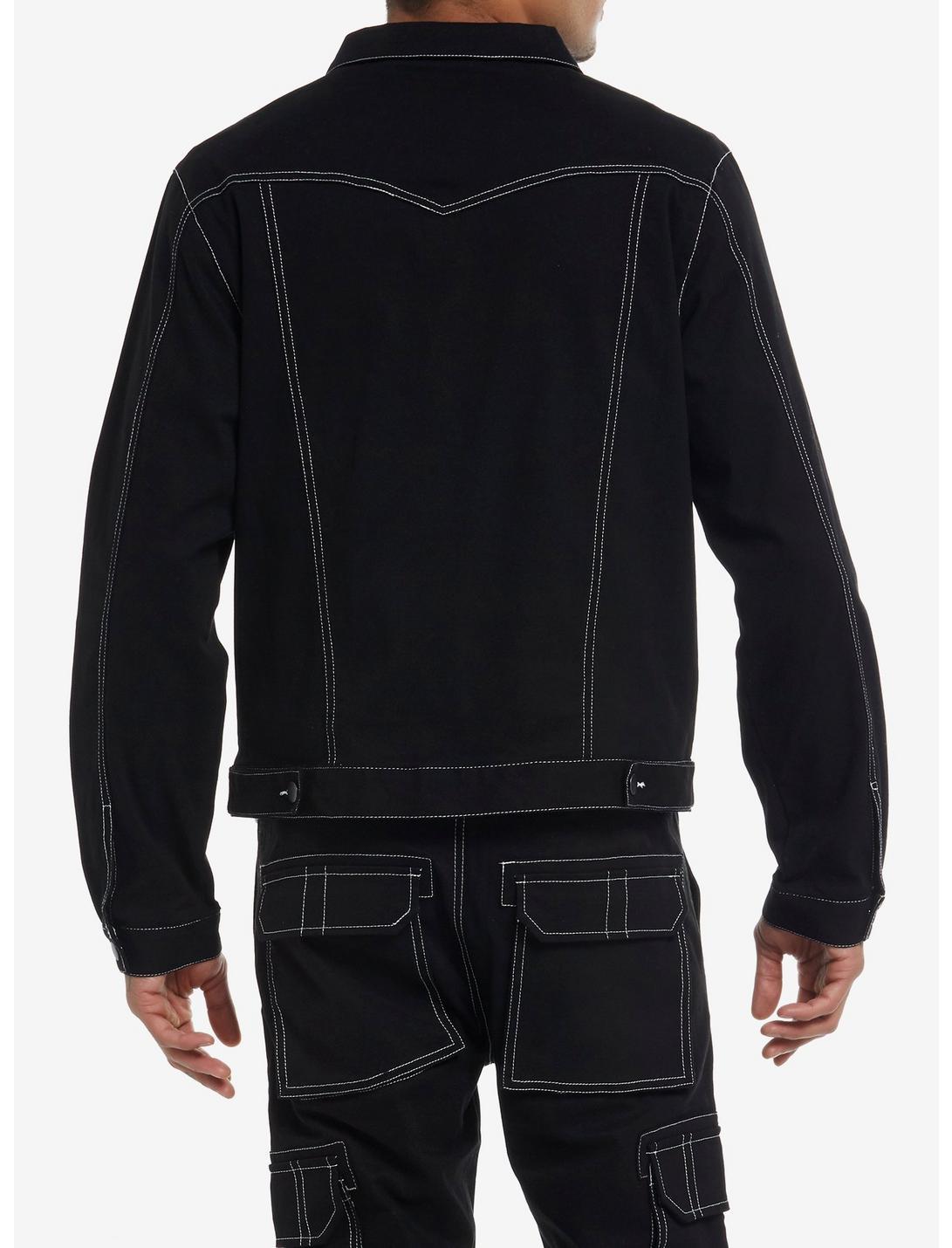 Black & White Contrast Stitch Denim Jacket Product Image