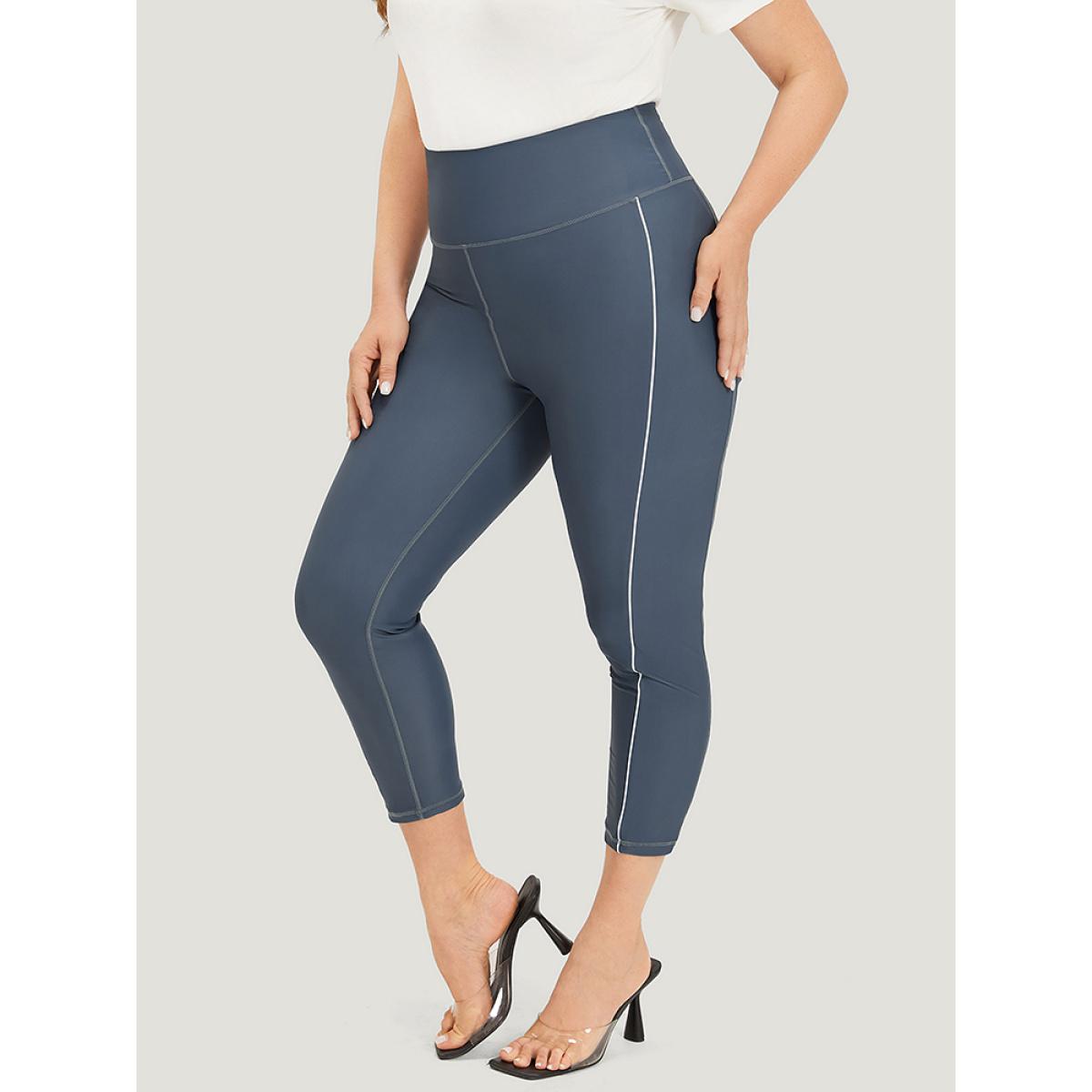 Plus Size Plain Skinny Quilted Ankle Leggings Women SlateGray Elegant High stretch Skinny High Rise Dailywear Leggings BloomChic 22-24/3X Product Image