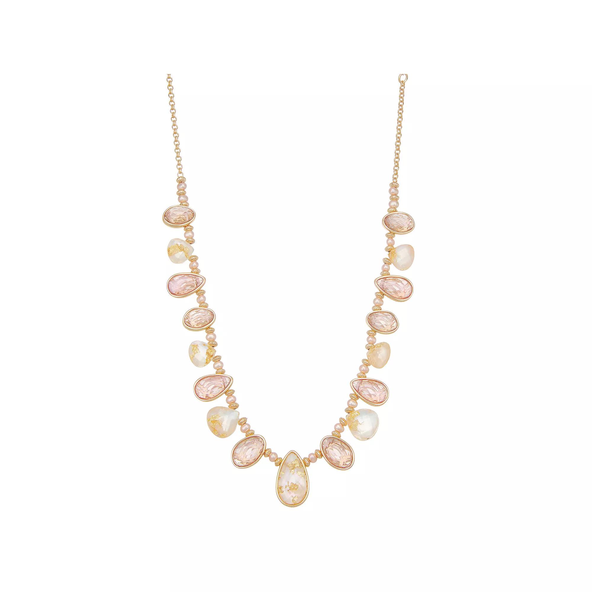 Napier Gold Tone Mother-Of-Pearl & Simulated Crystal Collar Necklace, Women's, Multi Product Image