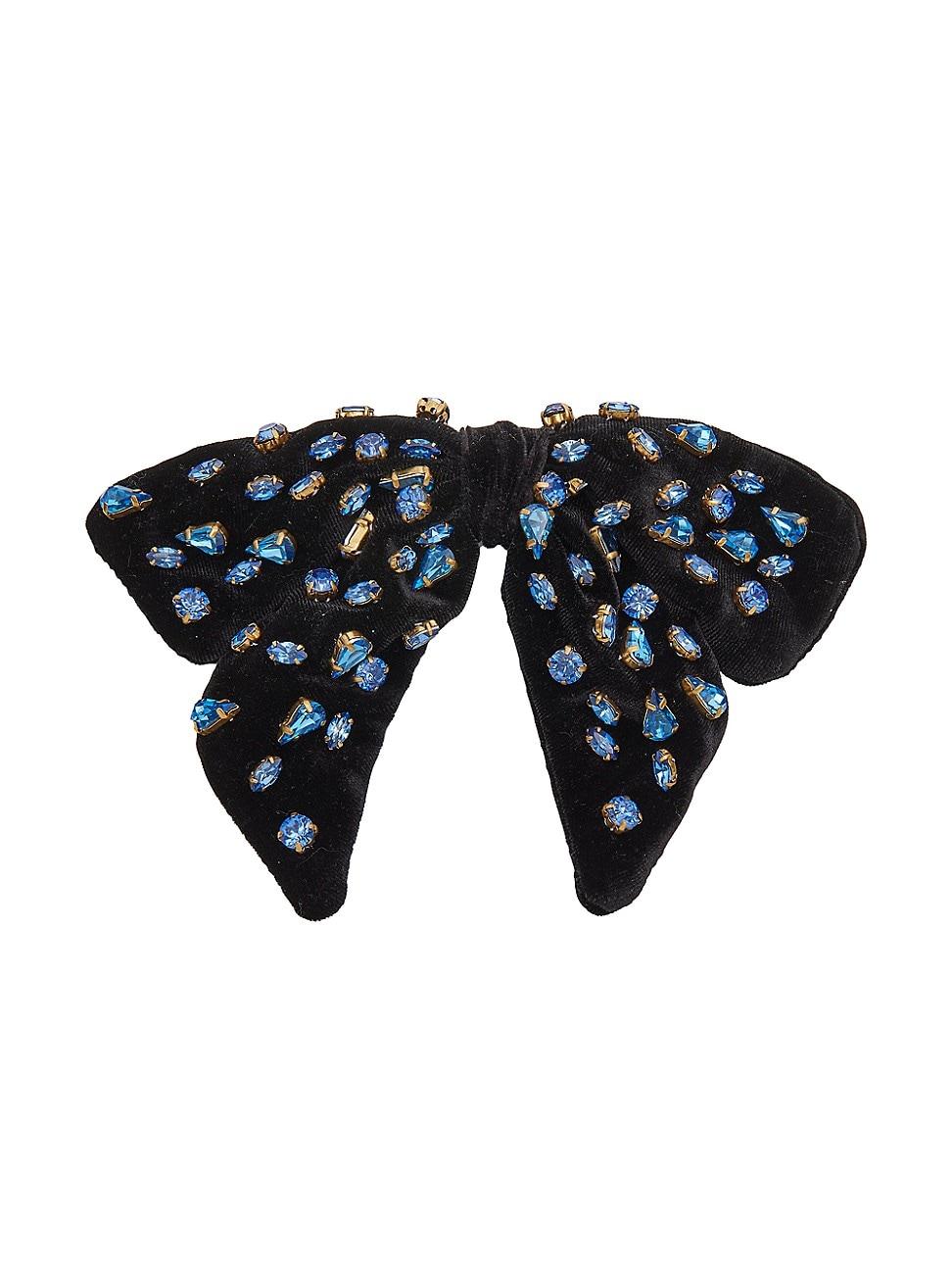 Womens Candy Oversized Velvet & Crystal Bow Barrette Product Image