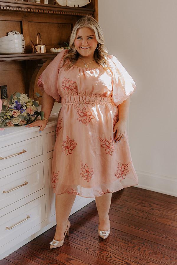 Style A La Mode Embroidered Organza Midi Dress Curves Product Image