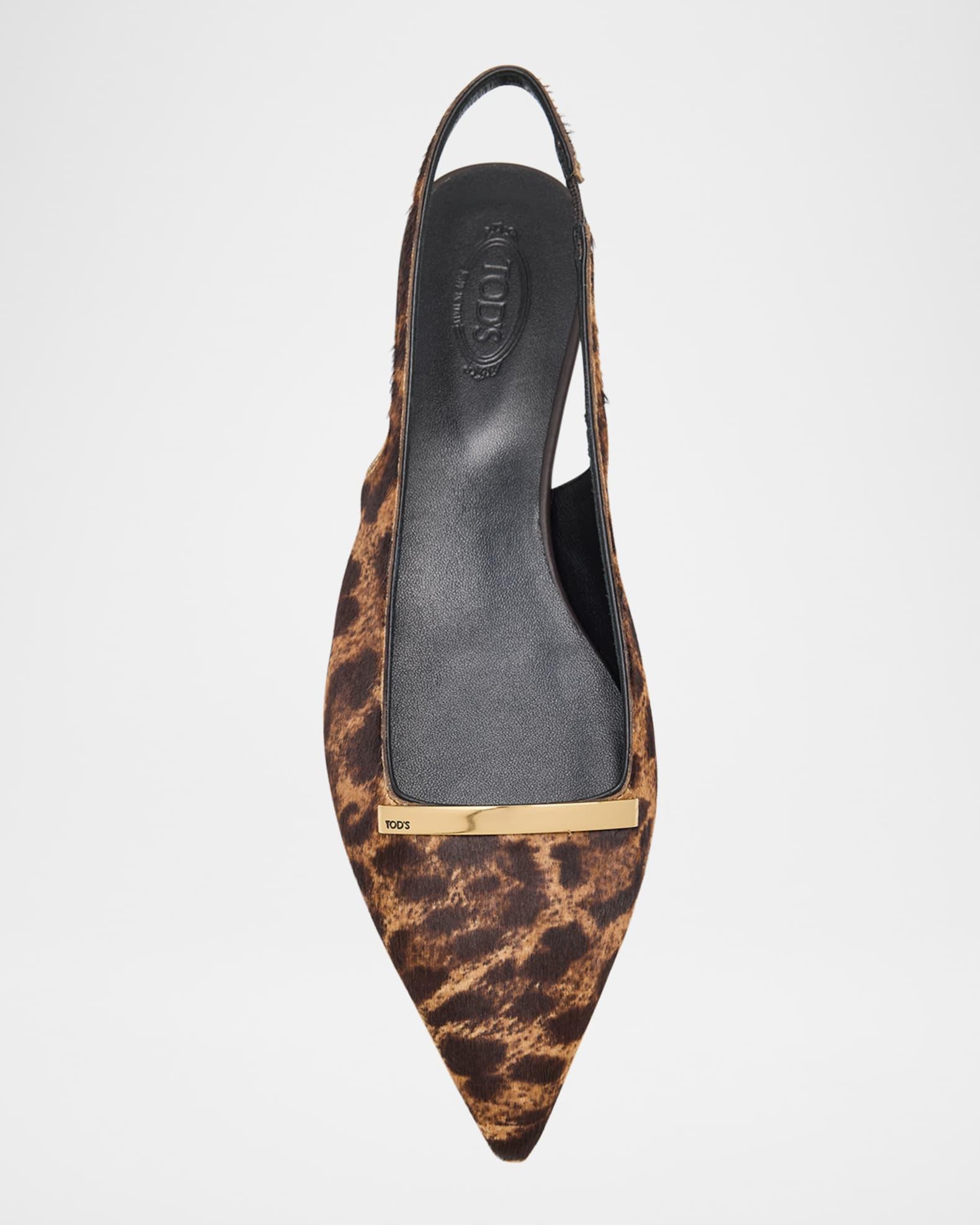 Leopard-Printed Calf Hair Slingback Flats Product Image