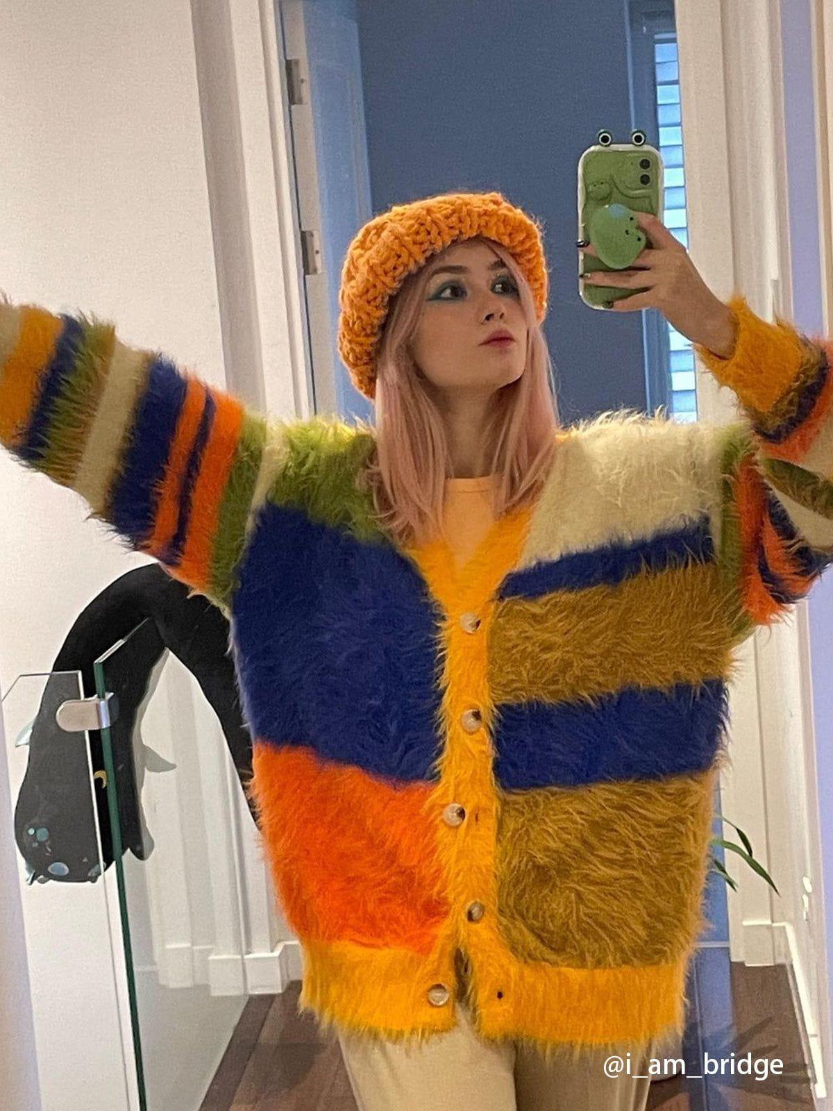 Aelfric Eden Color Block Striped Cardigan Product Image