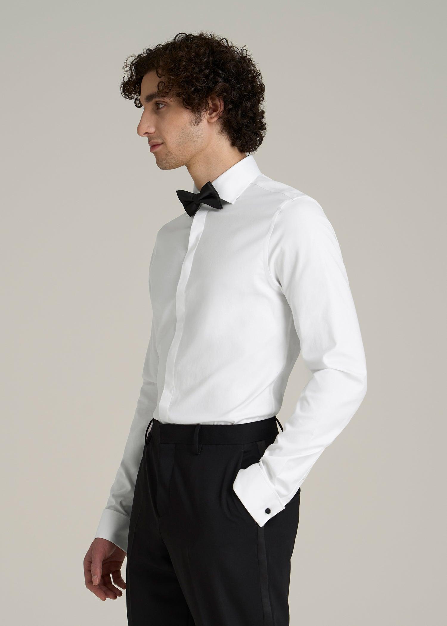 Tuxedo Shirt for Tall Men in White Male Product Image