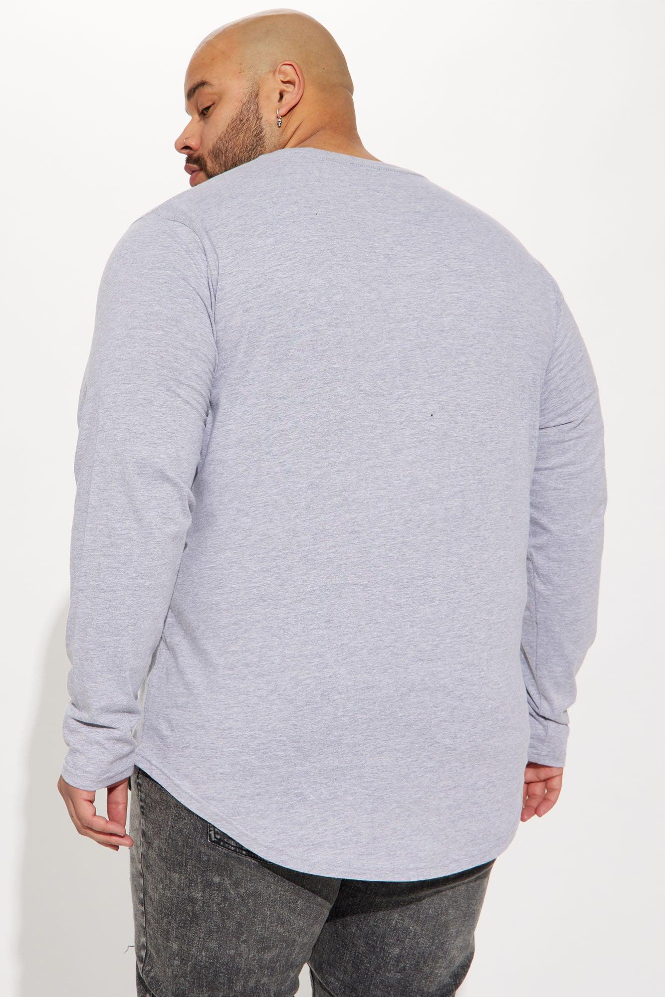 Essential Long Sleeve Scallop Tee - Grey Product Image