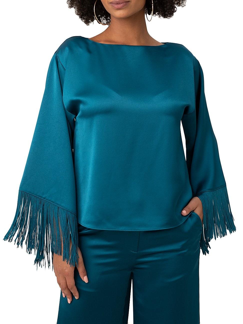 Womens Arabella Fringe Satin Top Product Image
