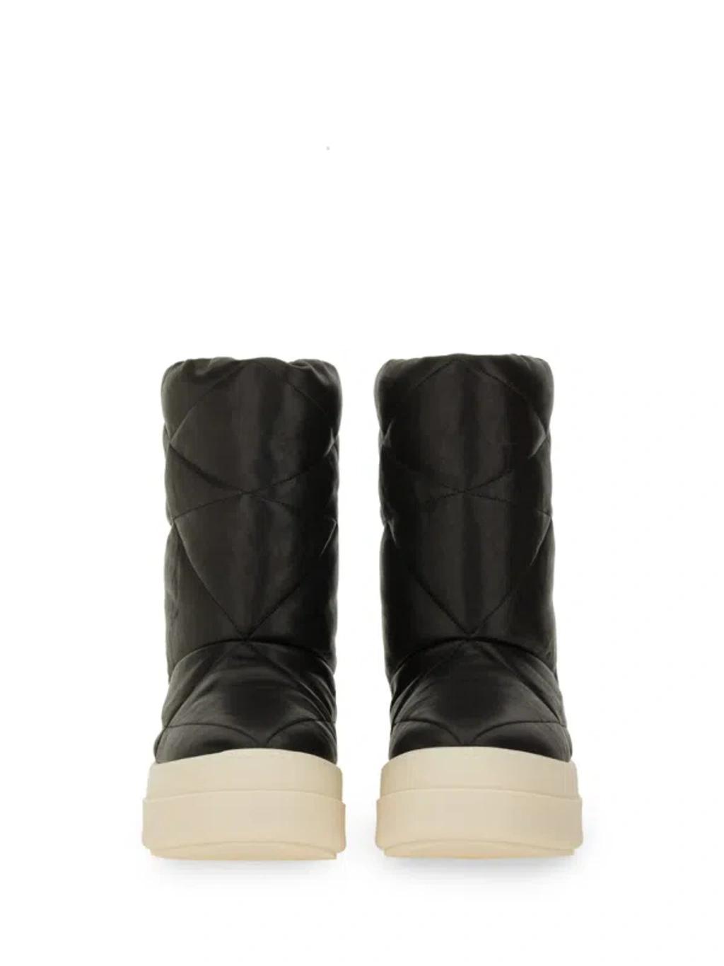RICK OWENS Round Toe Ankle Boots With Contrast Sole In Black Product Image