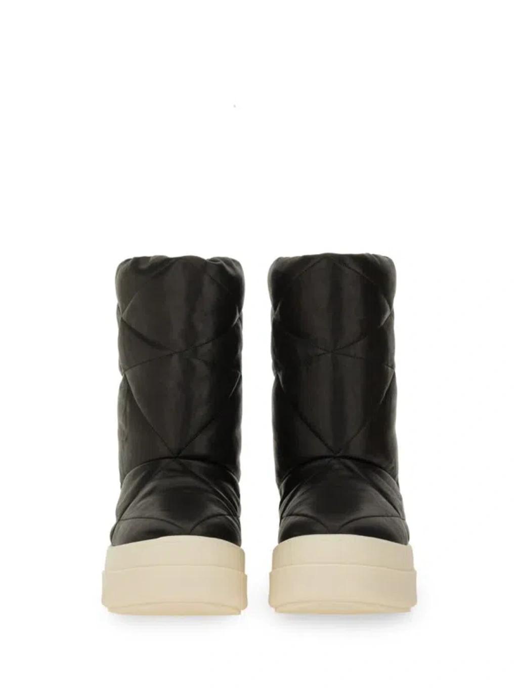 RICK OWENS Round Toe Ankle Boots With Contrast Sole In Black Product Image