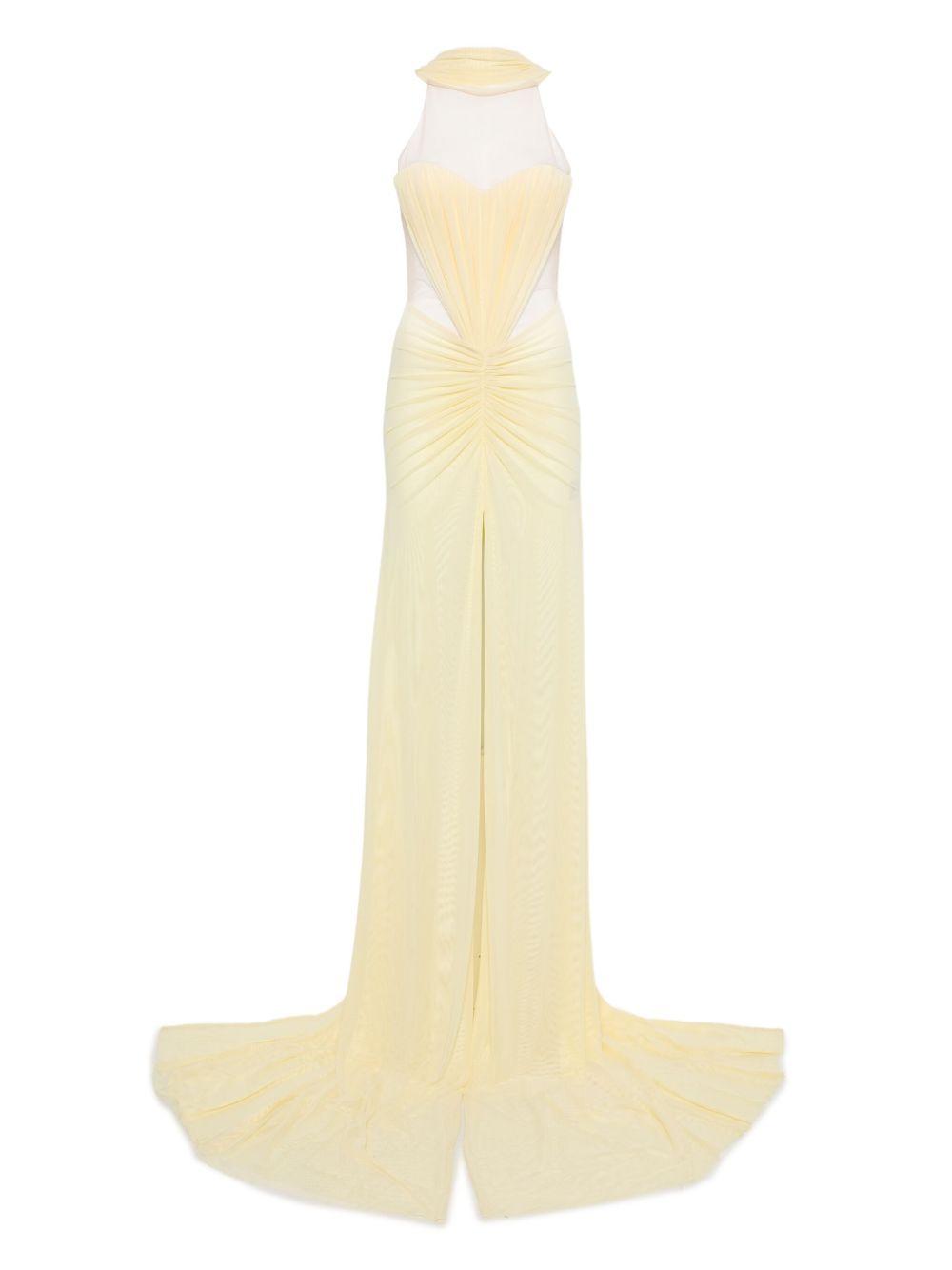 tulle-insert draped maxi dress Product Image