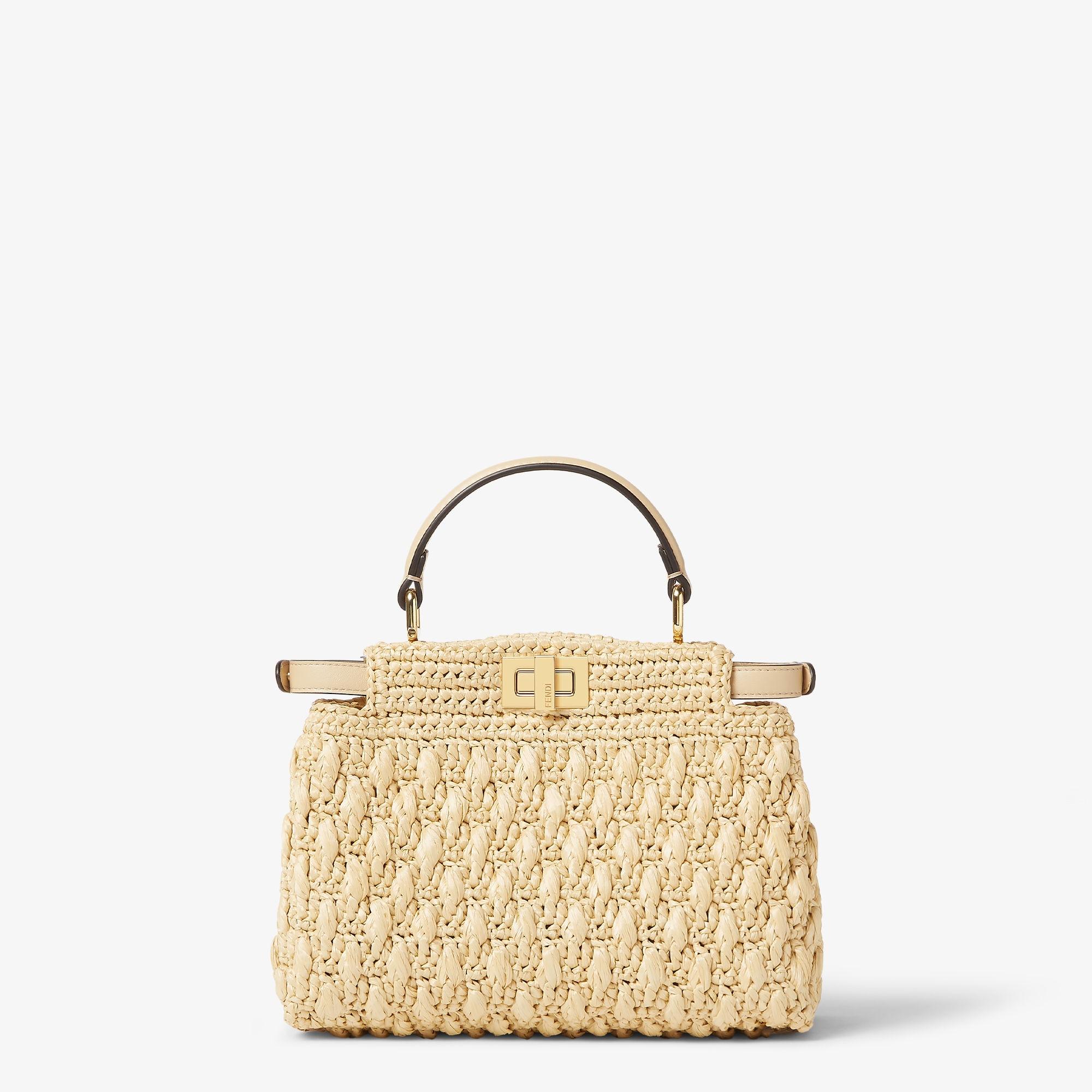 Nano Baguette CharmJacquard fabric charm with raffia FF Product Image