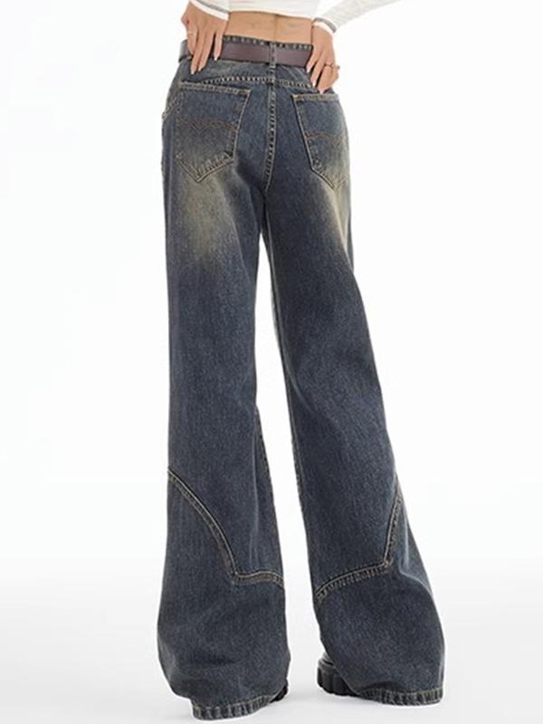 Wash High Rise Splice Boyfriend Jeans Product Image