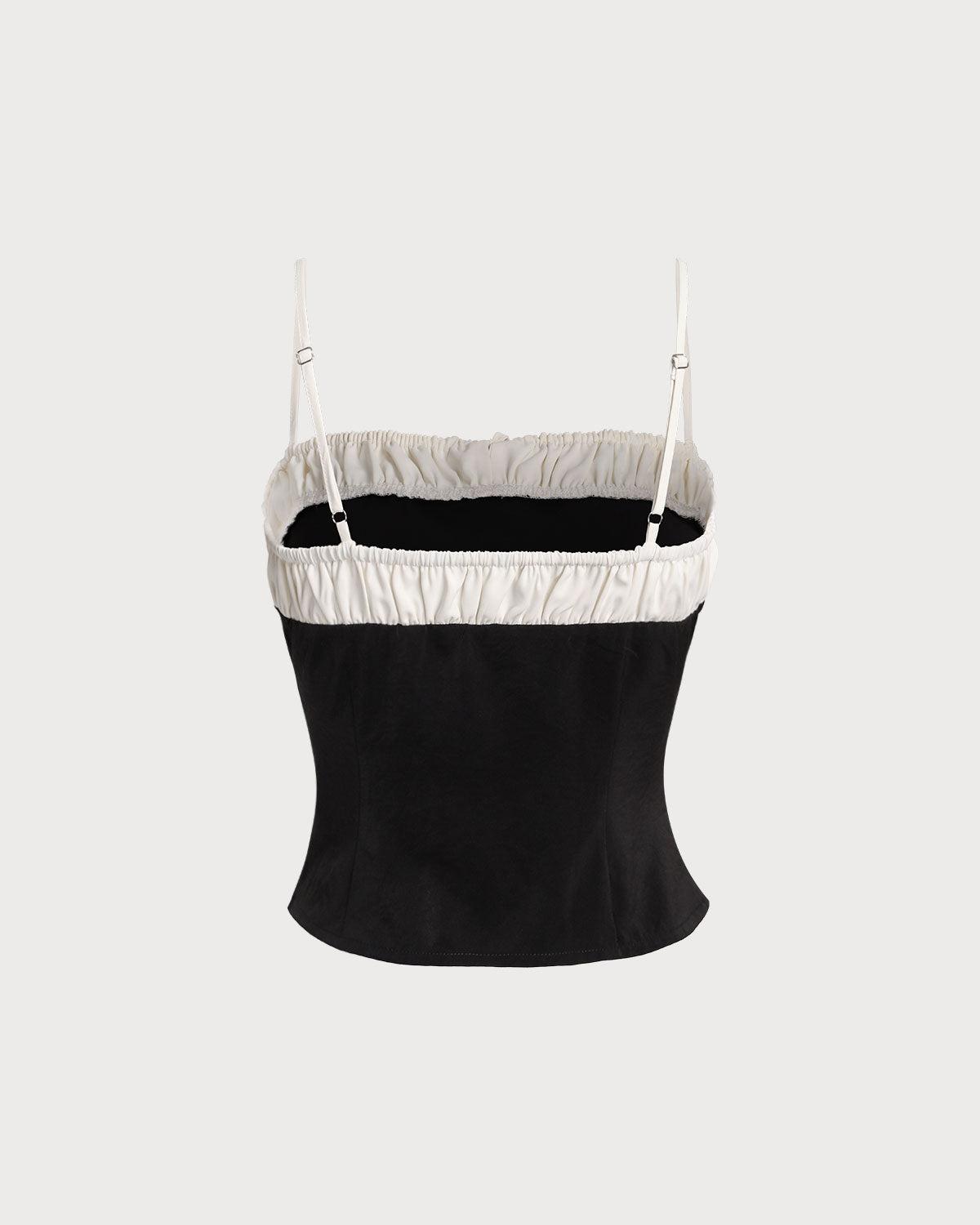 Black Contrast Ruched Cami Top Product Image