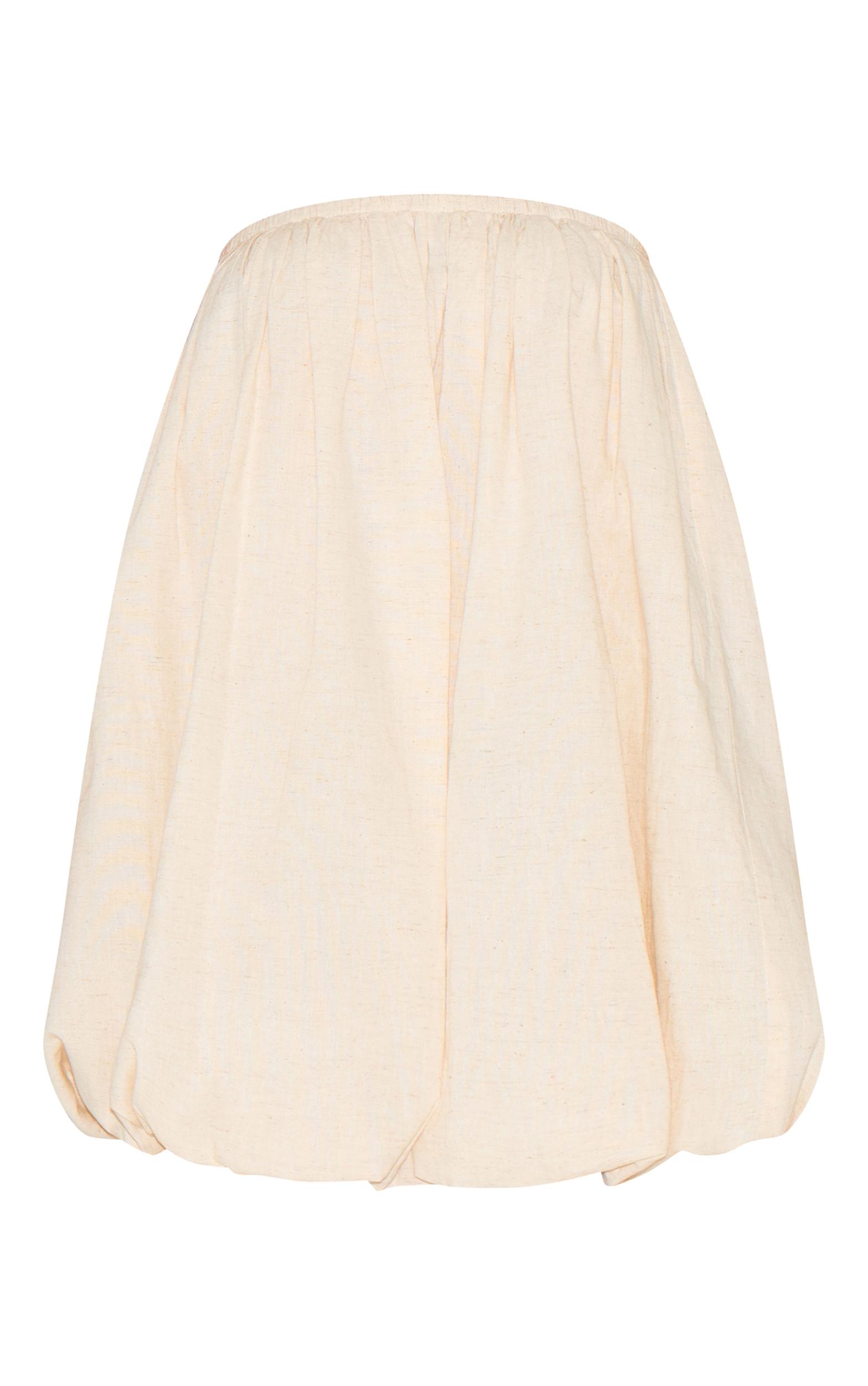 Petite Stone Linen Look Bandeau Puffball Mini Dress Product Image