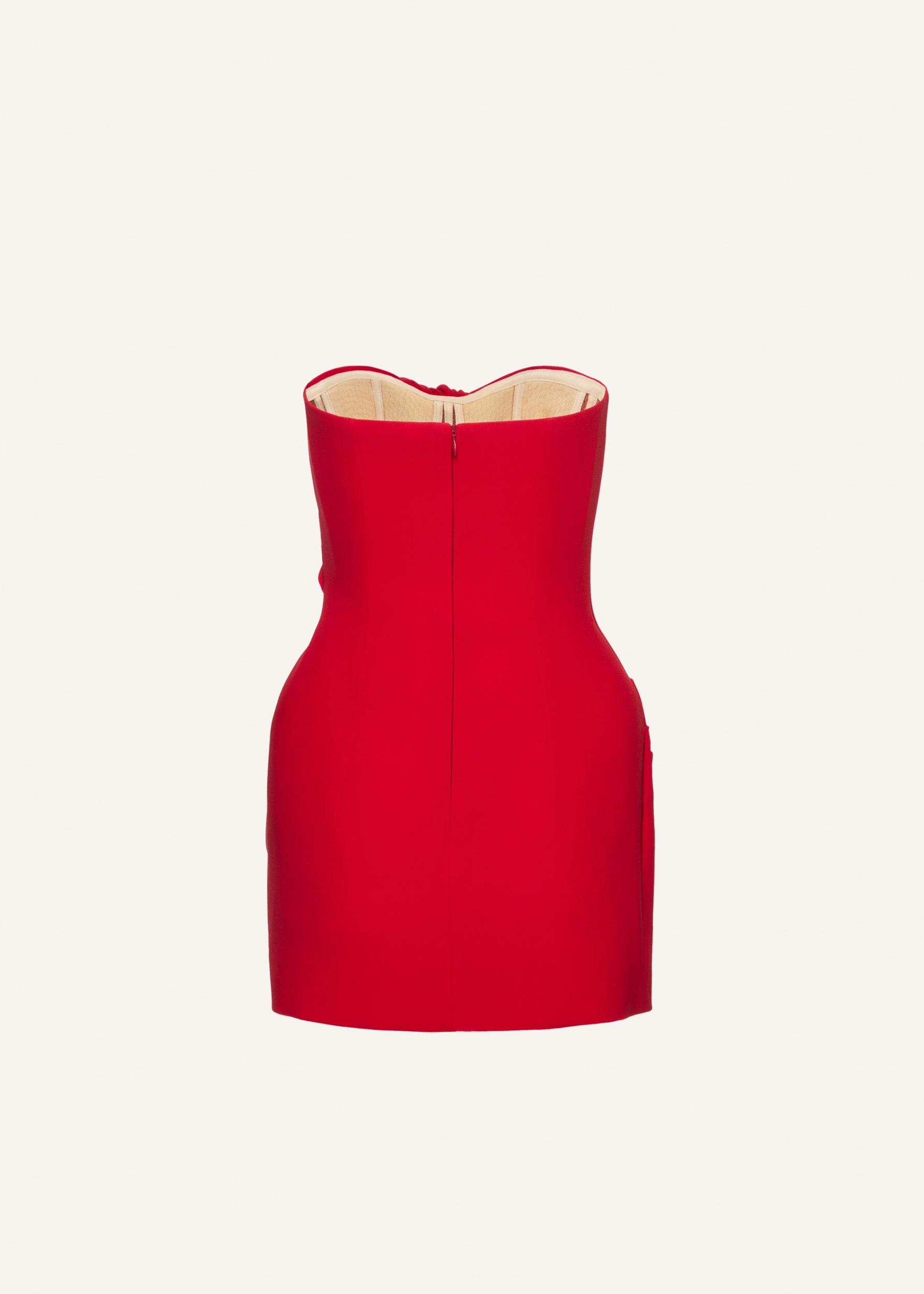 Structured drape corset mini dress in red Product Image