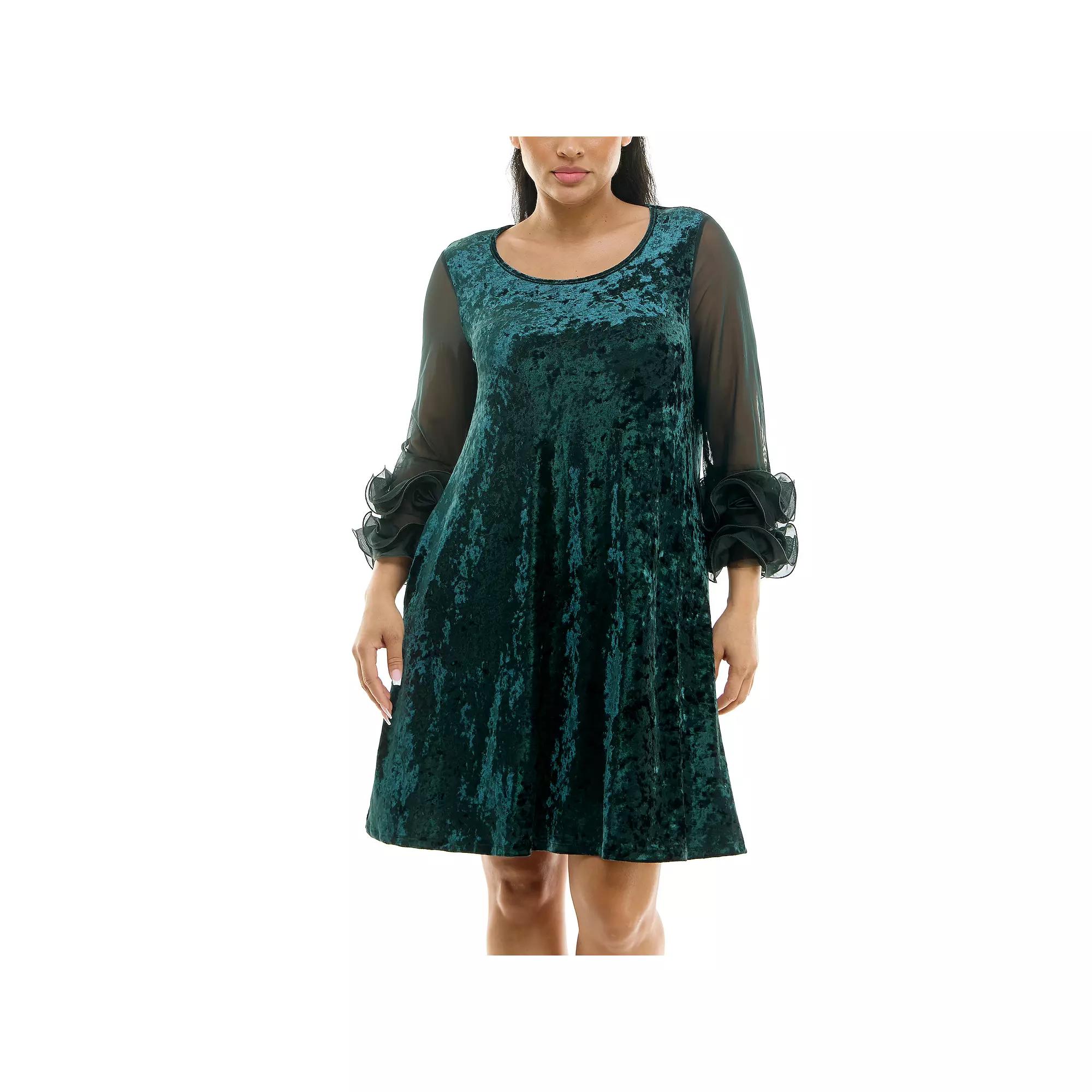 Women's Nina Leonard Crushed Velvet Trapeze Dress,  Product Image