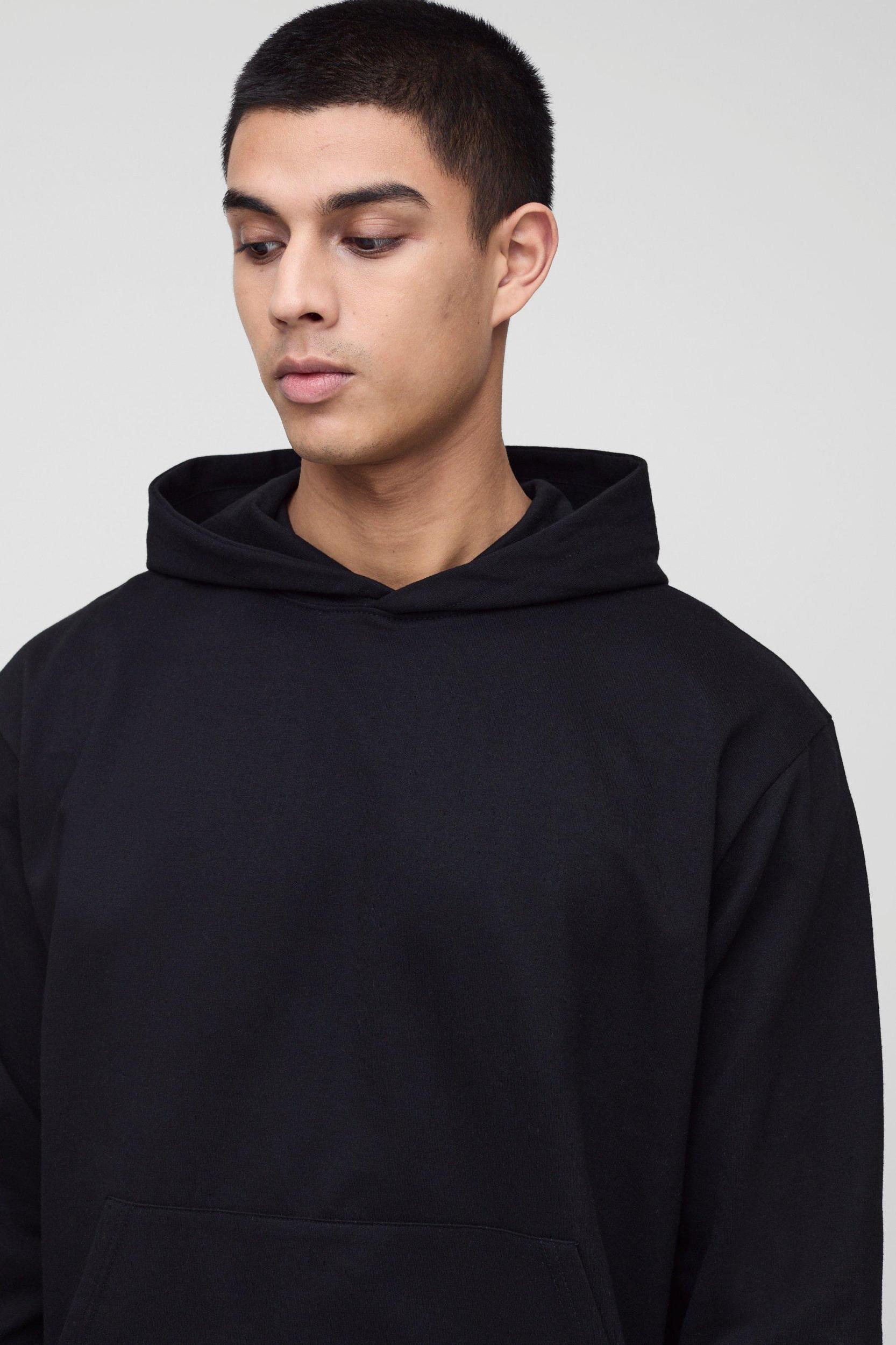 Tall 260GSM Loopback Boxy Oversized Fit Basic Hoodie | boohooMAN USA Product Image