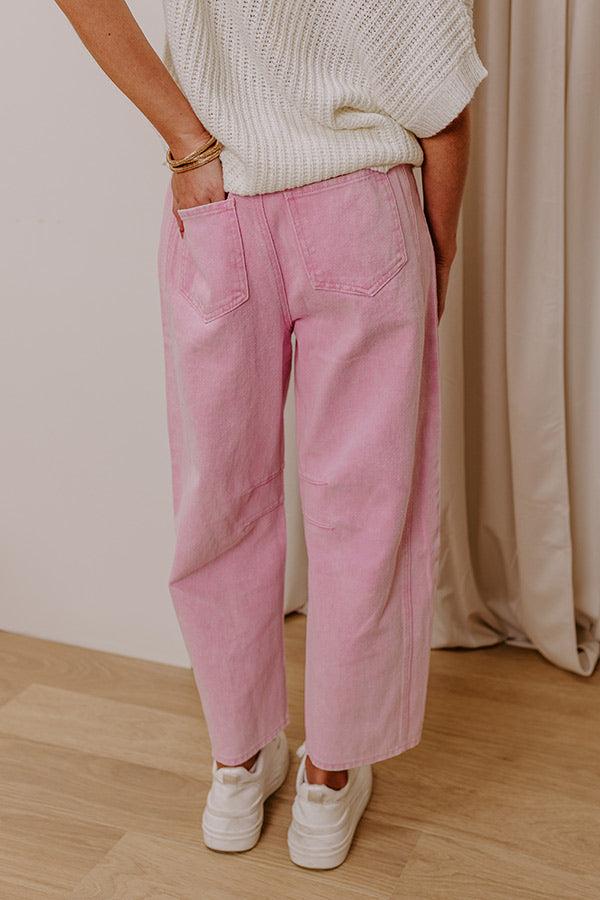 The Cristy High Waist Wide Leg Jean in Pink Product Image