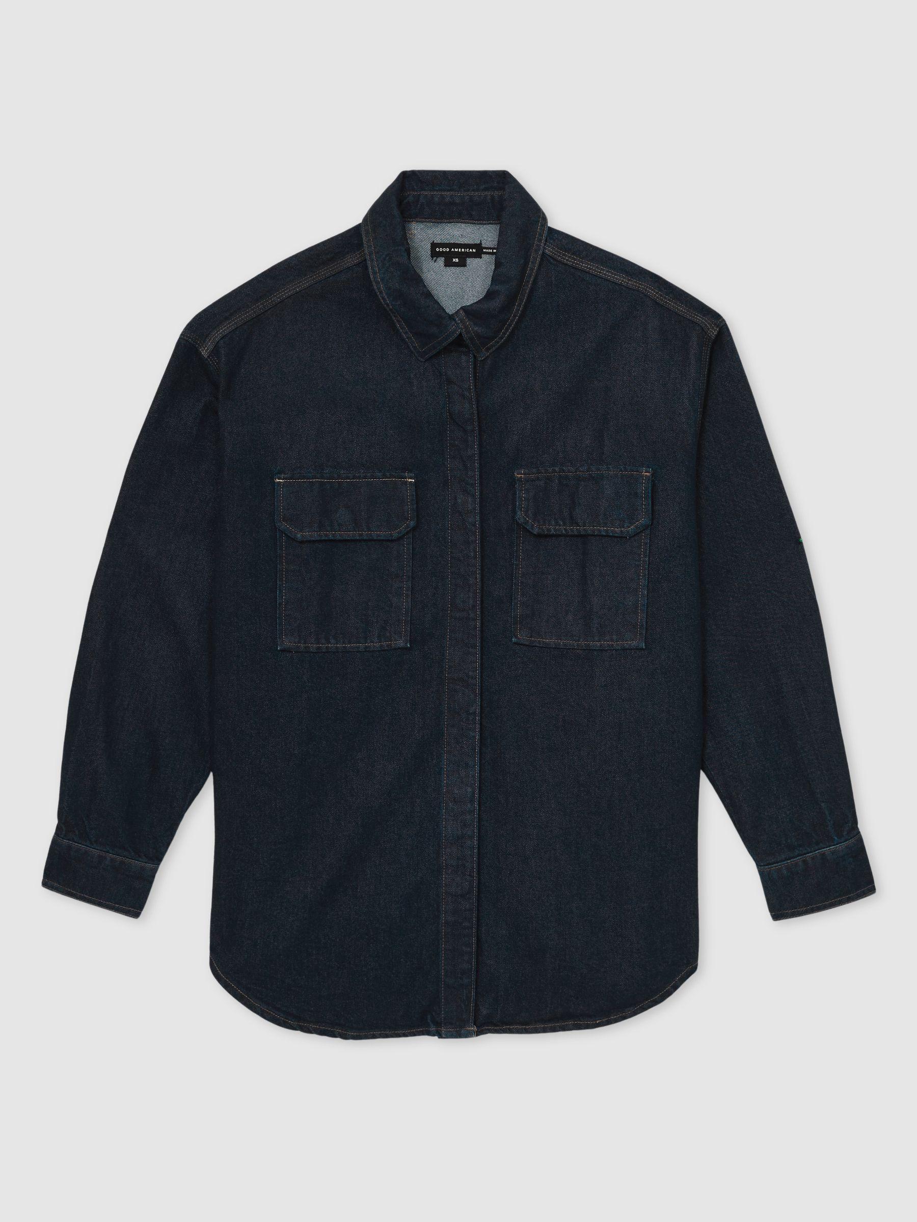 Good American Oversized Denim Shirt in Dark Indigo Product Image
