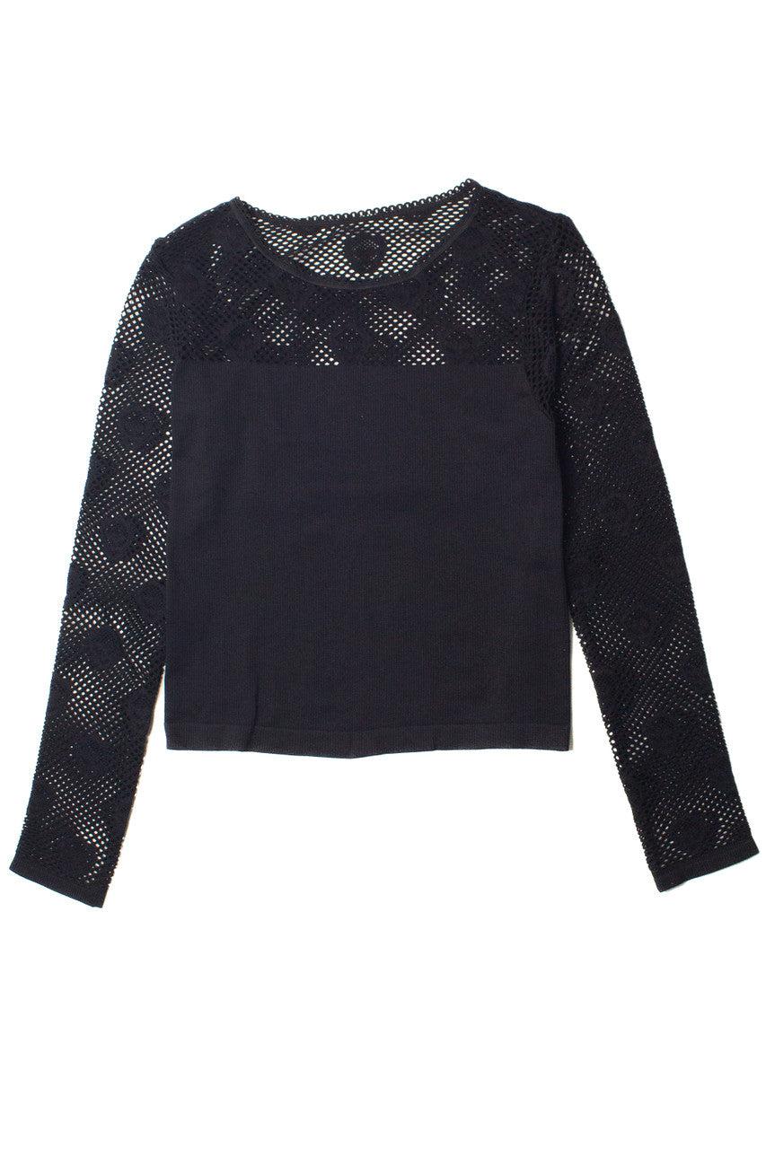 Black Skull Long Sleeve Fishnet Top Product Image
