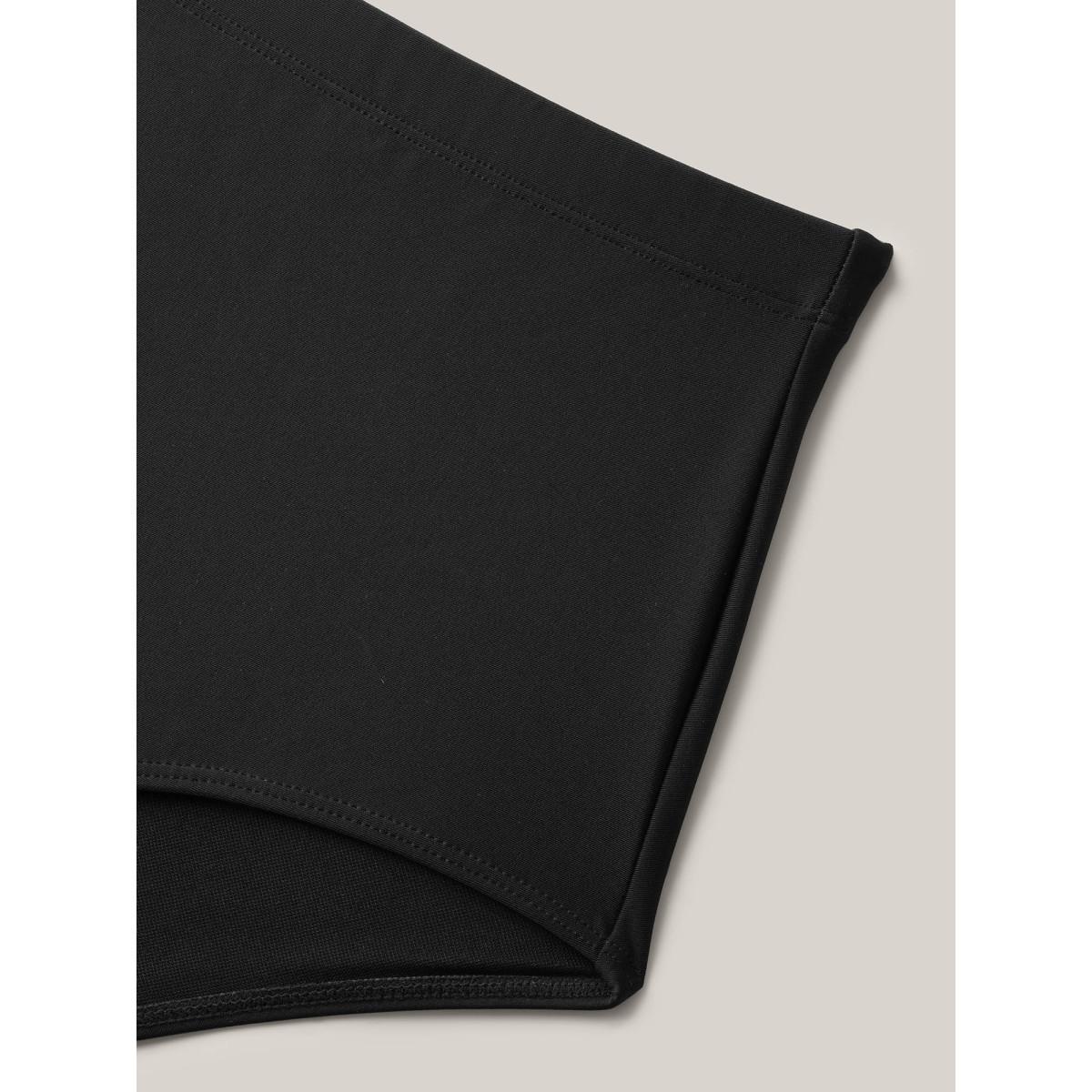 Plus Size V Neck Color Contrast Swim Dress Women's Swimwear Black Resort Bodycon V-neck High stretch Curve Swim Dresses BloomChic 28/5X Product Image