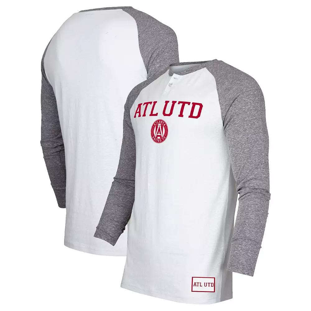 Men's Concepts Sport White/Charcoal Atlanta United FC Concord Henley Raglan Long Sleeve T-Shirt, Size: Large, Atu White Product Image