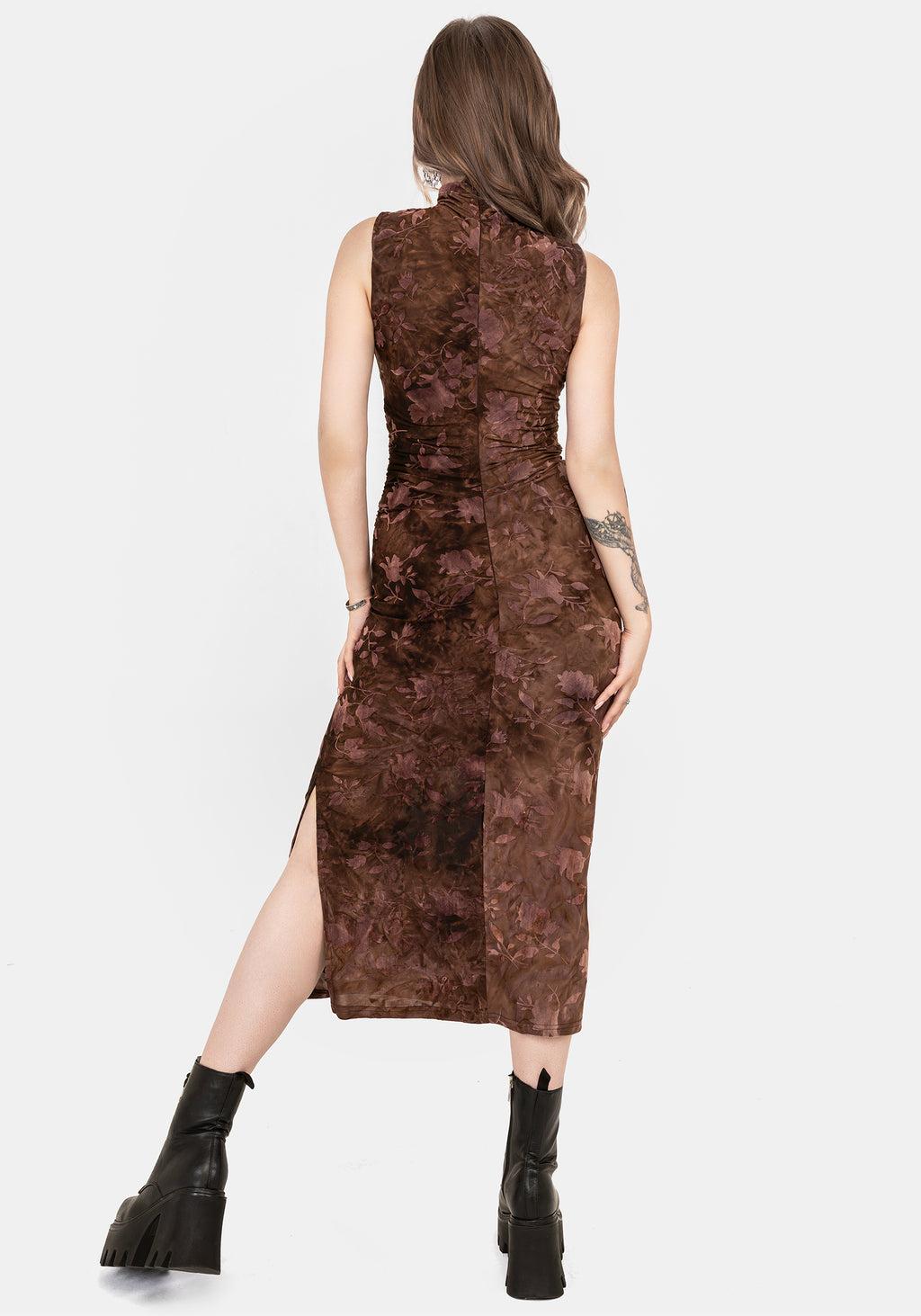 Serenade High Neck Ruched Floral Midaxi Dress Product Image