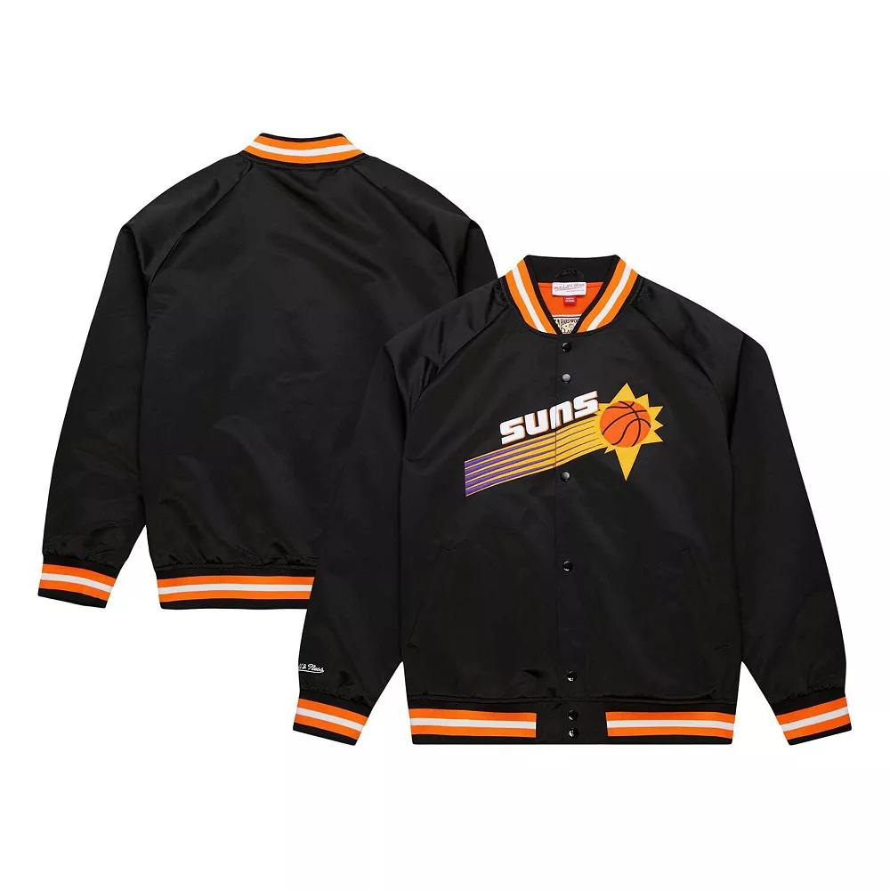 Men's Mitchell & Ness Black Phoenix Suns Hardwood Classics  Throwback Wordmark Raglan Full-Snap Jacket, Size: 3XL, Phx Black Product Image
