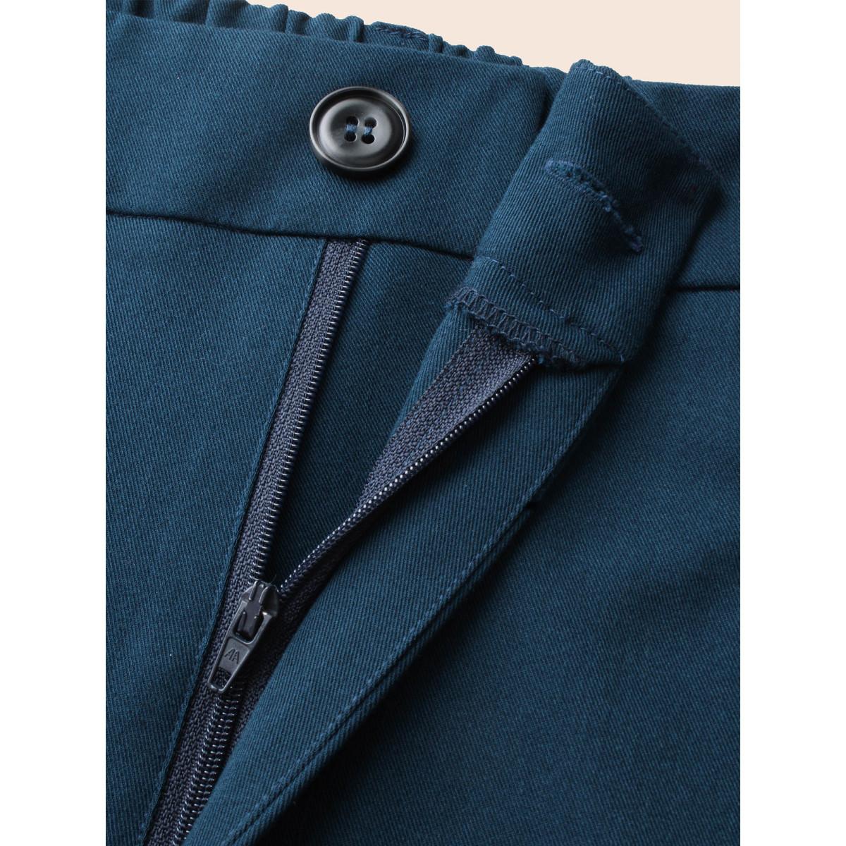 Plus Size Straight Leg Single-flap Pocket Pants Women Indigo Casual Straight Leg Mid Rise Everyday Pants BloomChic 26/4X Product Image