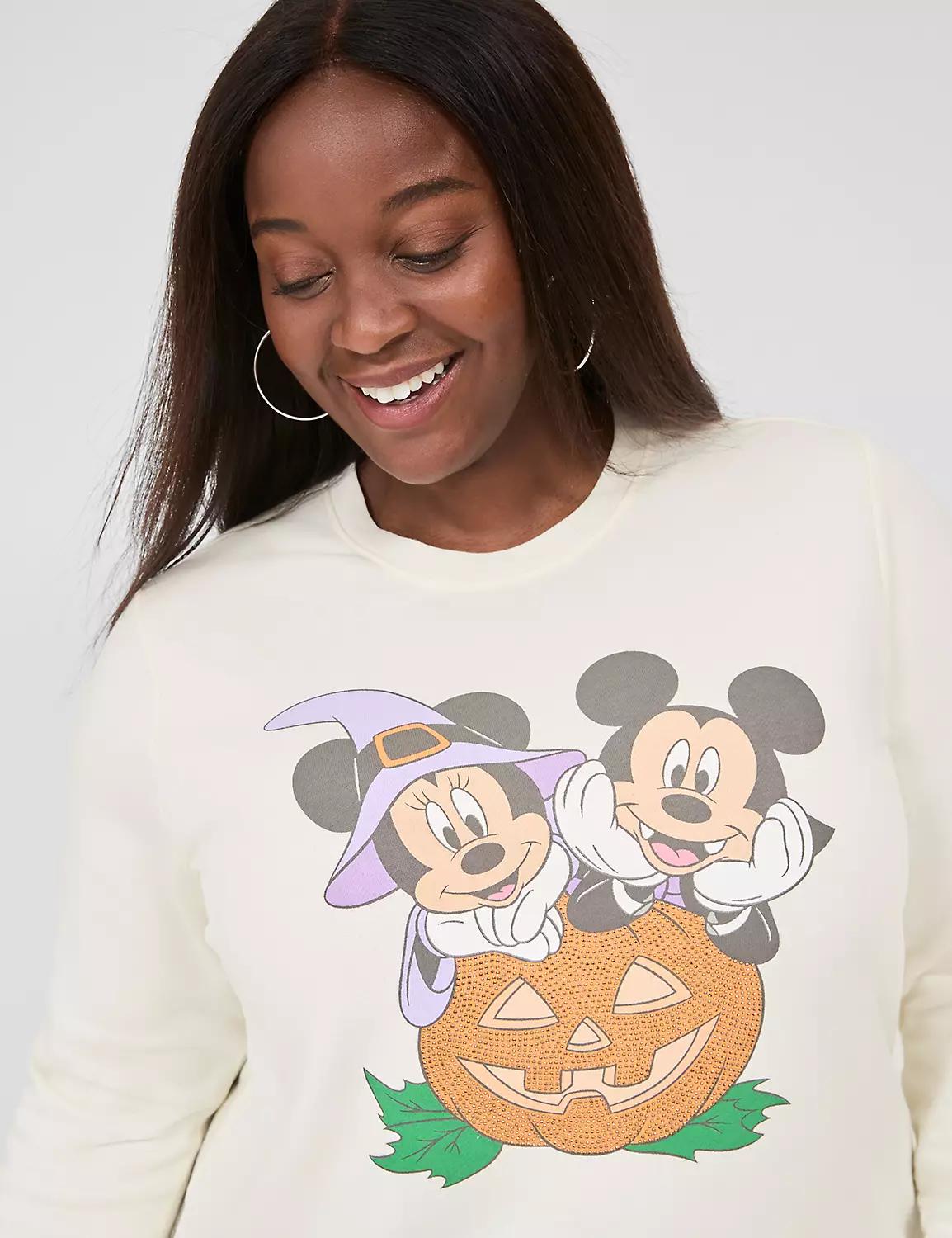 Disney Rhinestone Mickey & Minnie Pumpkin Graphic Sweatshirt Product Image