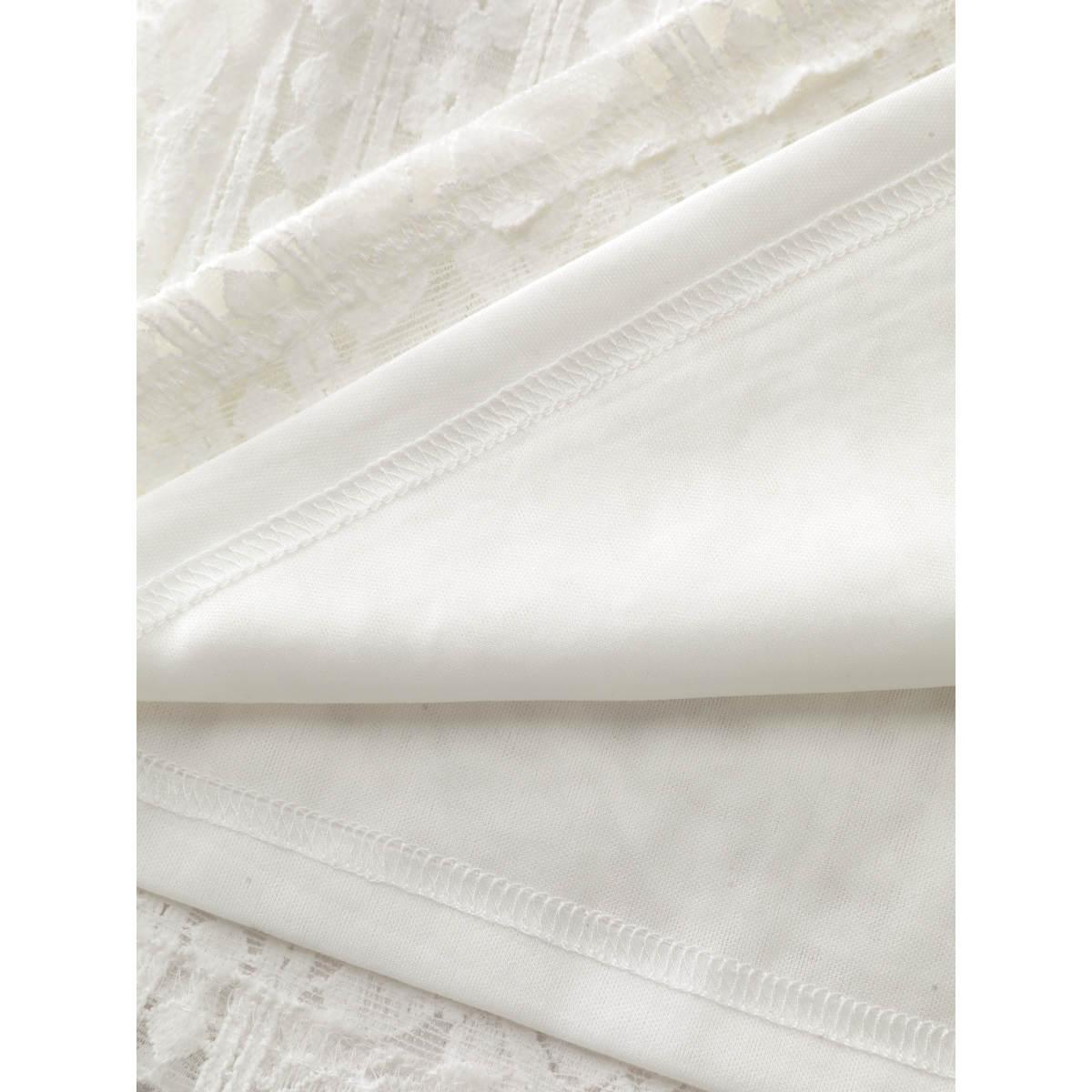 Plus Size WhiteSmoke Textured Lace Neck Tie-Up Blouse Women Leisure Extra Long Sleeve V-neck Casual Blouses BloomChic 26/4X Product Image