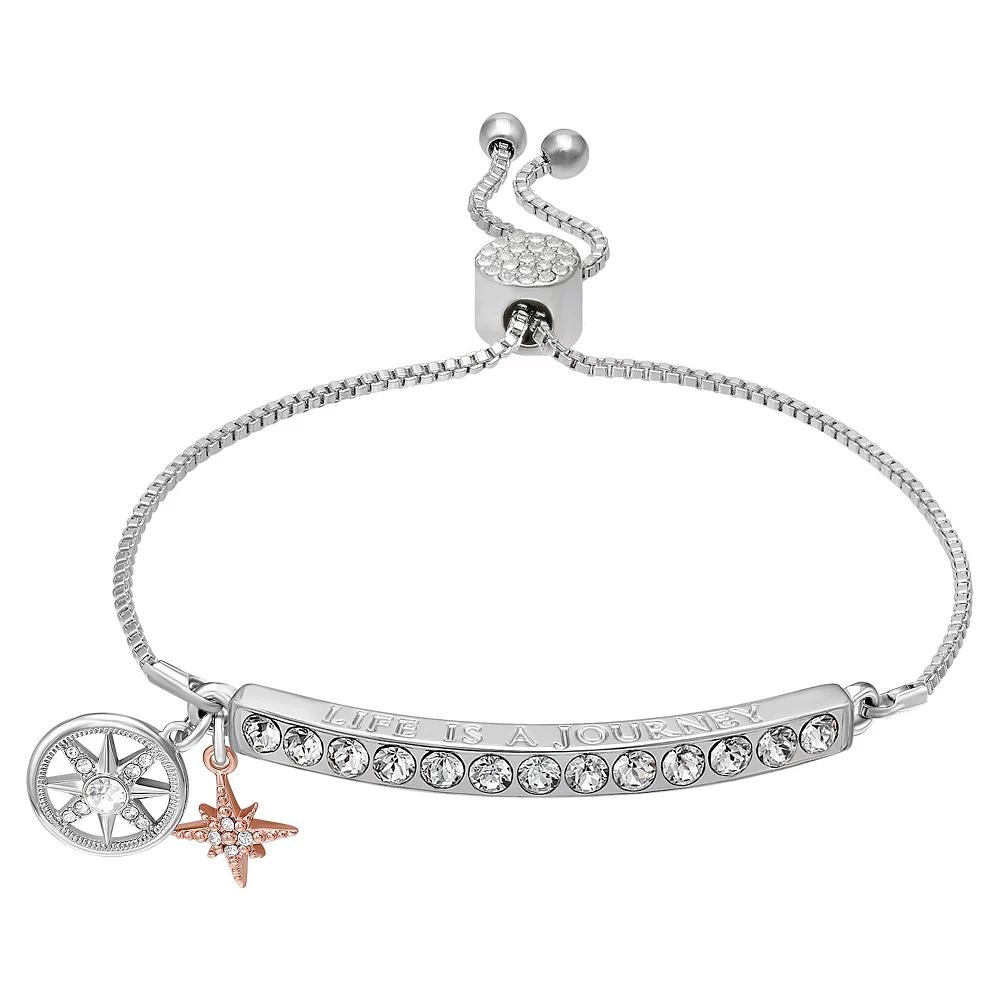 Brilliance "Life is a Journey" Adjustable Bracelet, Women's, Size: 7", Two Tone Pink Clear Product Image