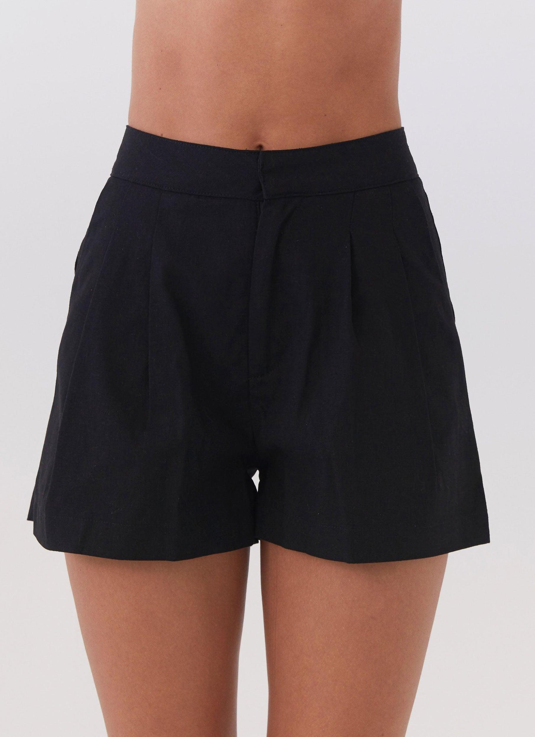 Born For Bordeaux Linen Shorts - Black Product Image