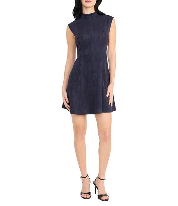 Donna Morgan High Mock Neck Strapless Faux Suede Mini Dress Product Image