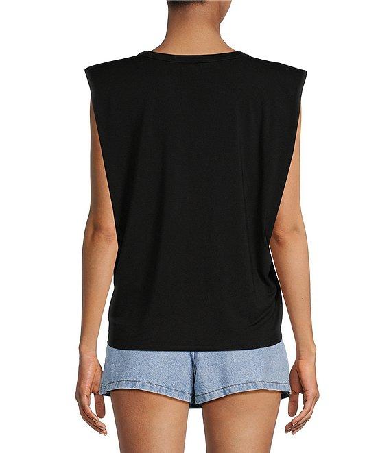 Gianni Bini Kelia Muscle Shoulder Pad Sleeveless Crew Neck Knit Tank Product Image