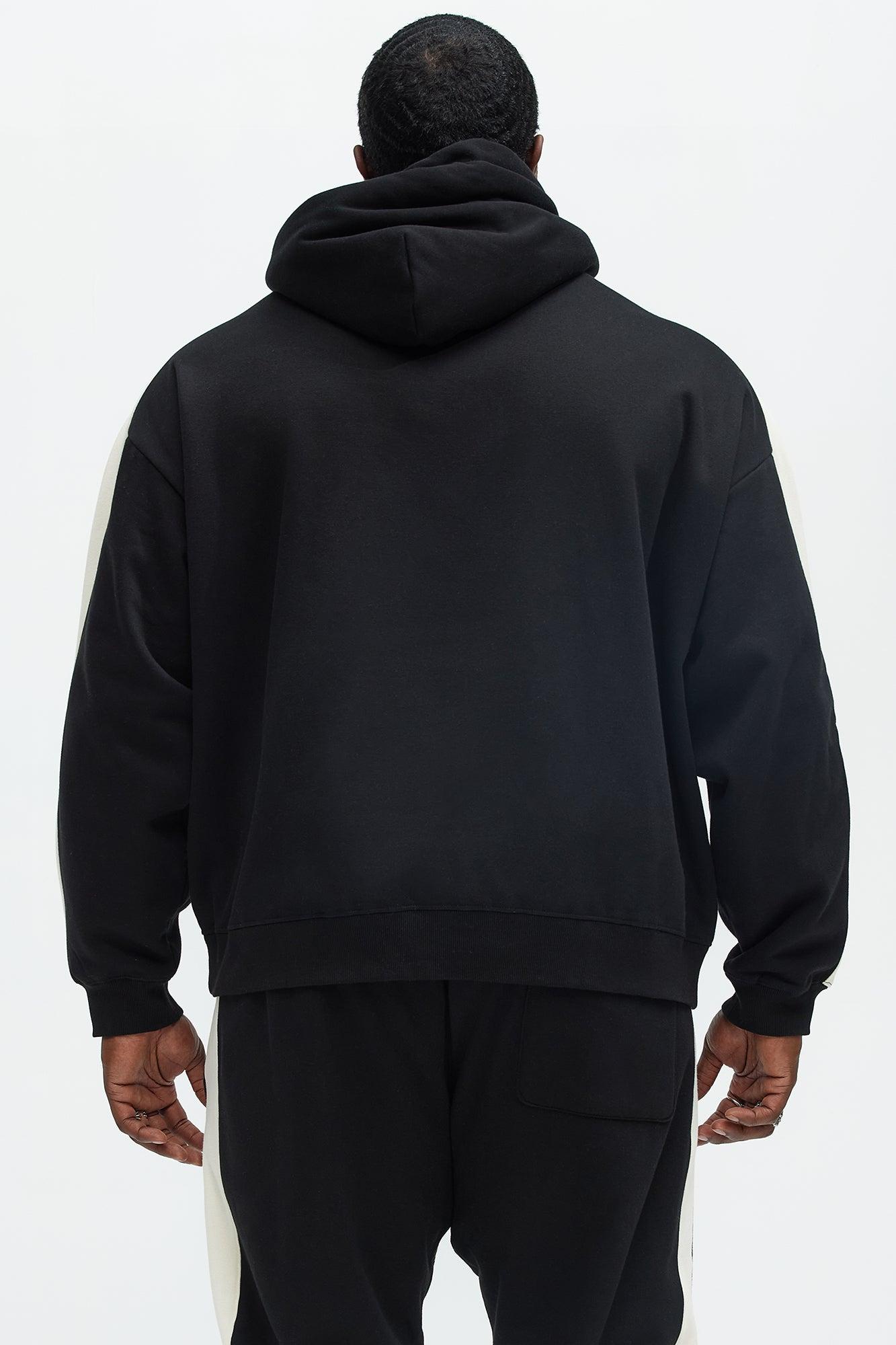 Tyson Heavyweight Oversized Striped Hoodie - Black Product Image