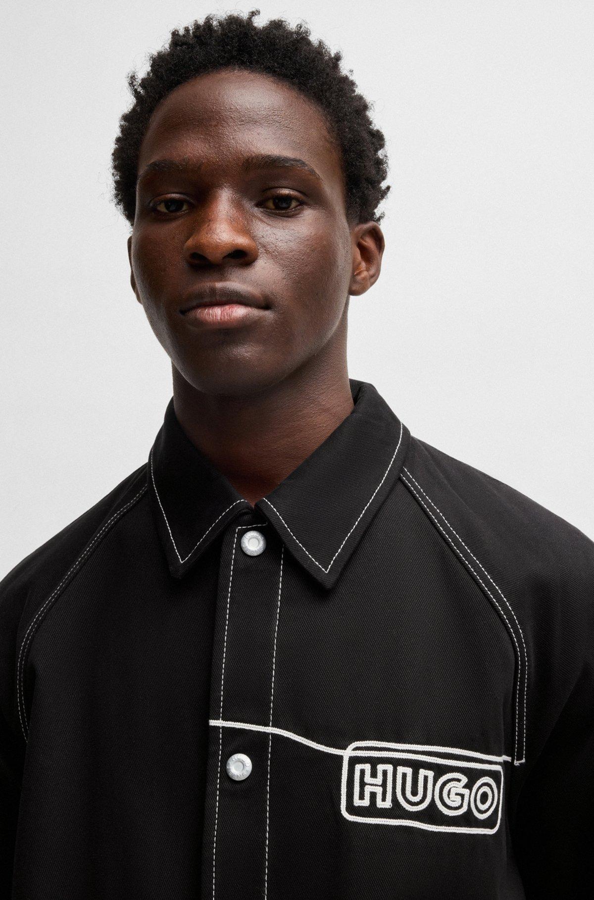 Cotton-twill jacket with chain-stitch logo Product Image