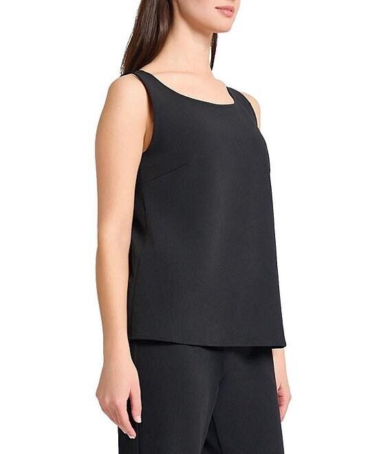 Ming Wang Stretch Deco Crepe Scoop Neck Sleeveless Tank Product Image