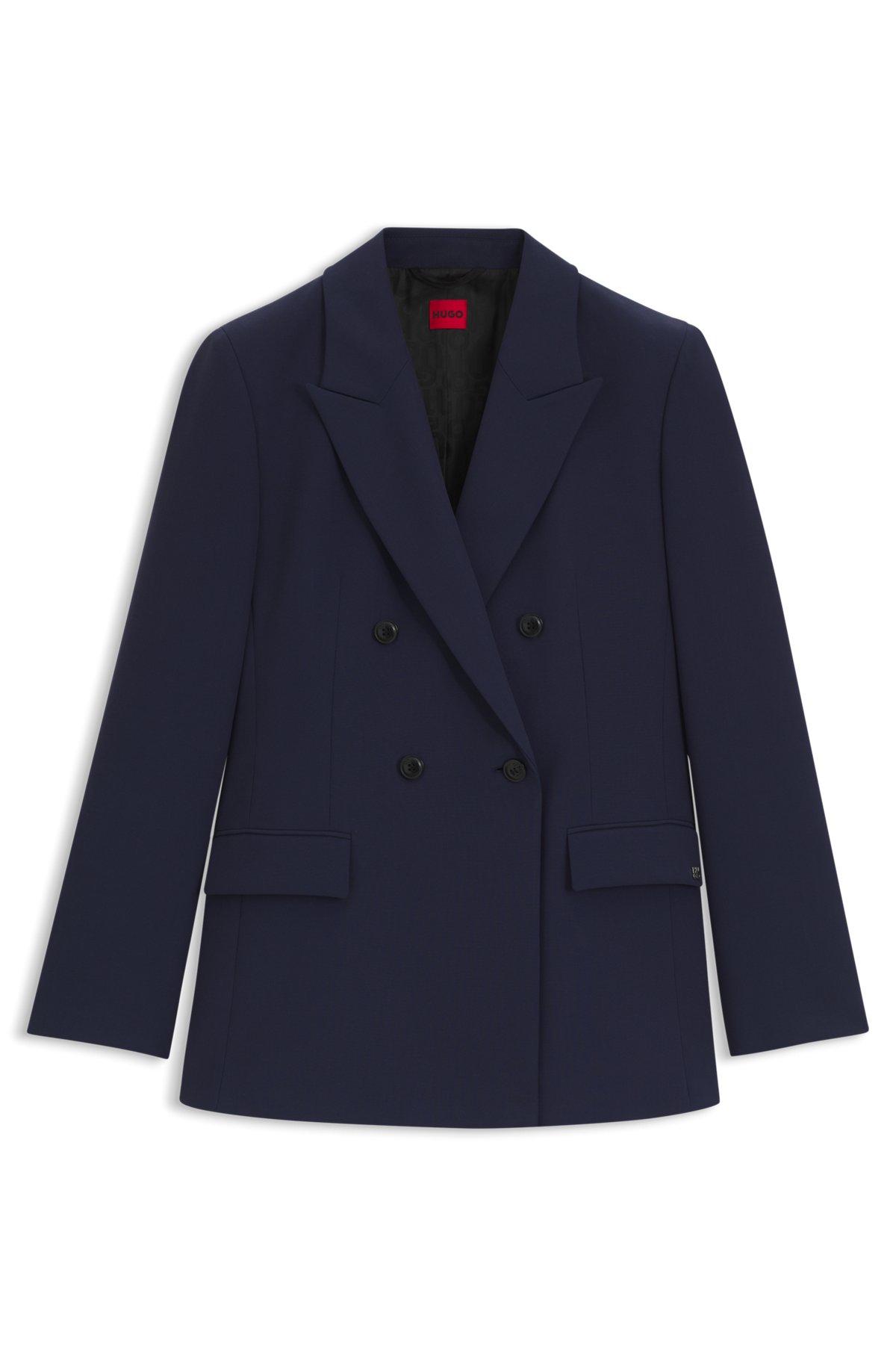 HUGO - Relaxed-fit blazer in melange fabric - Dark Blue Product Image