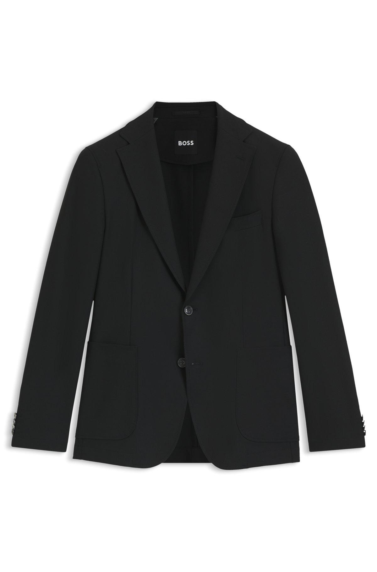 BOSS - Slim-fit jacket in machine-washable stretch fabric - Black Product Image