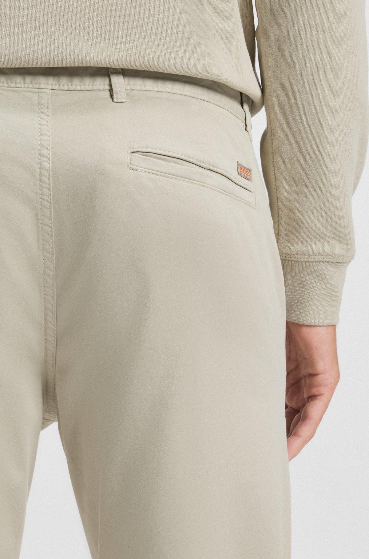 Slim-fit trousers in stretch-cotton satin Product Image