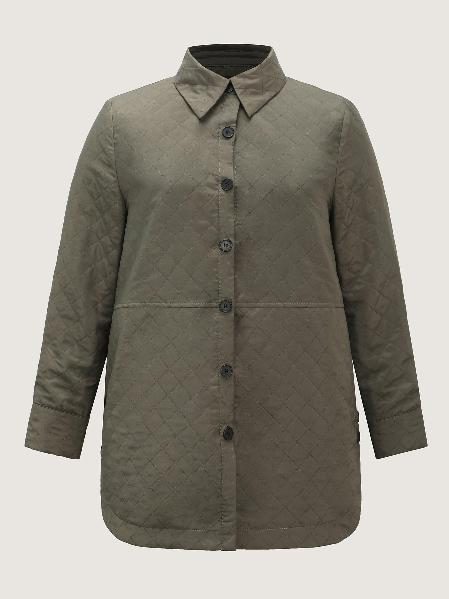 Quilted Button-Front Solid Coat Female Product Image
