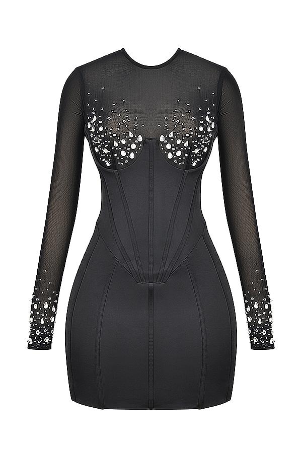 Anastasia  black crystallised corset dress Product Image